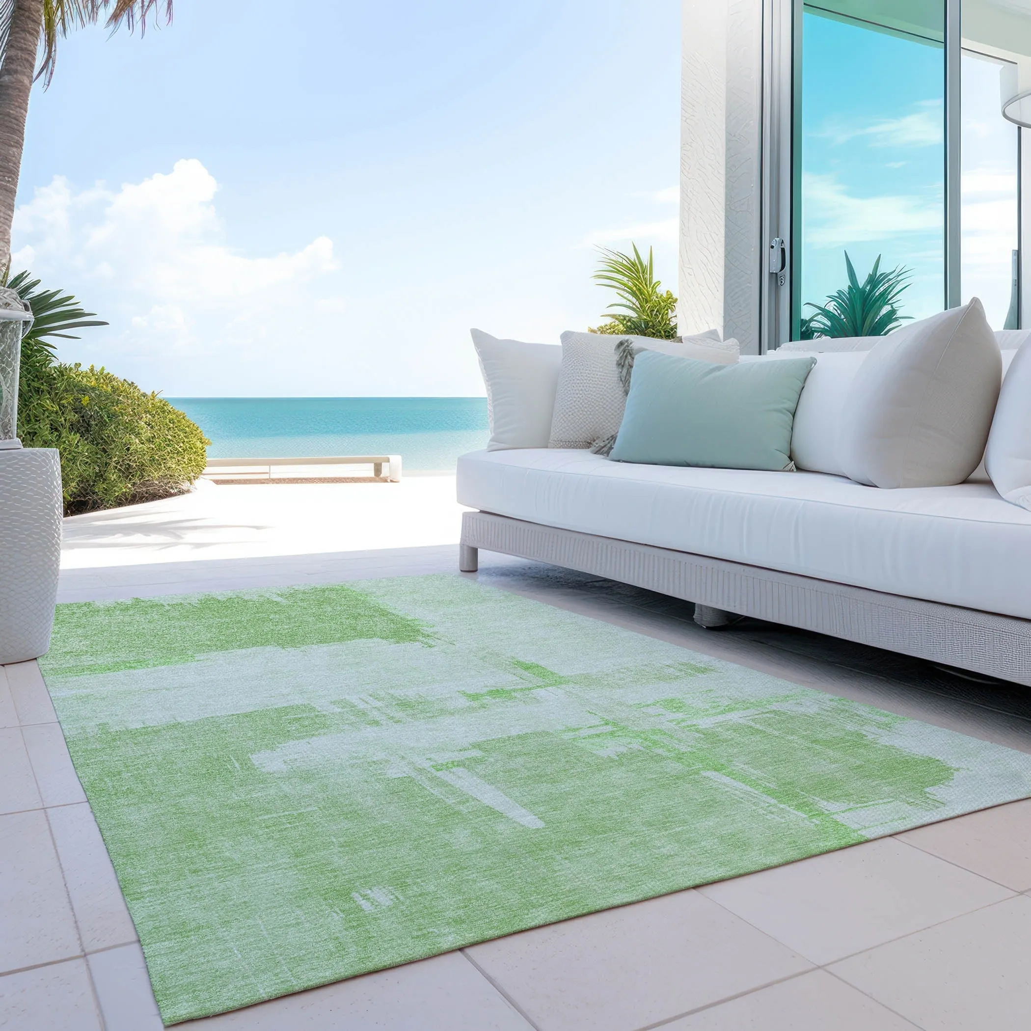 Machine Washable Indoor/ Outdoor Chantille Abstract Modern Rug