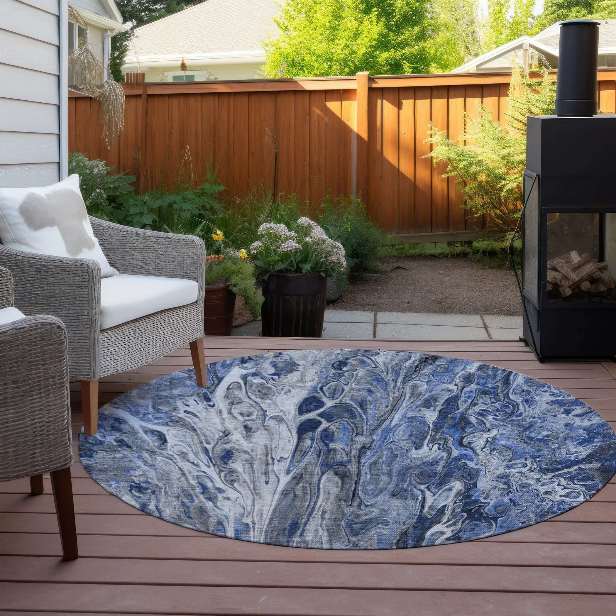 Machine Washable Indoor/ Outdoor Chantille Abstract Modern Rug