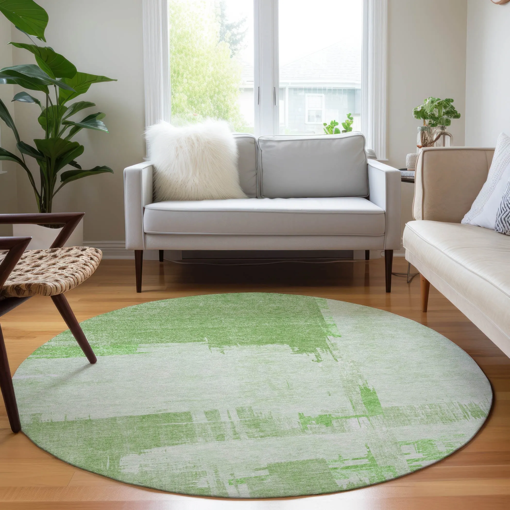 Machine Washable Indoor/ Outdoor Chantille Abstract Modern Rug