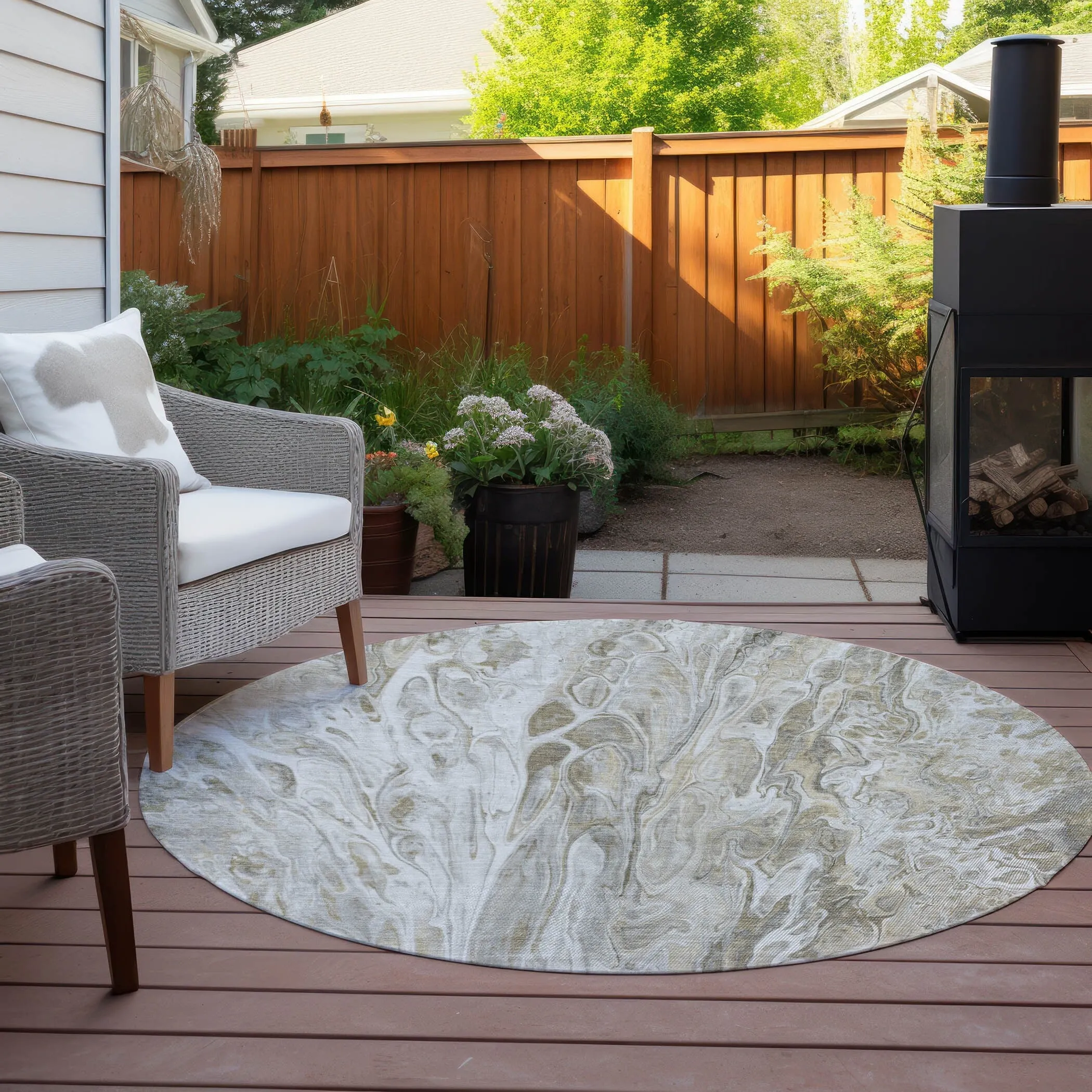 Machine Washable Indoor/ Outdoor Chantille Abstract Modern Rug