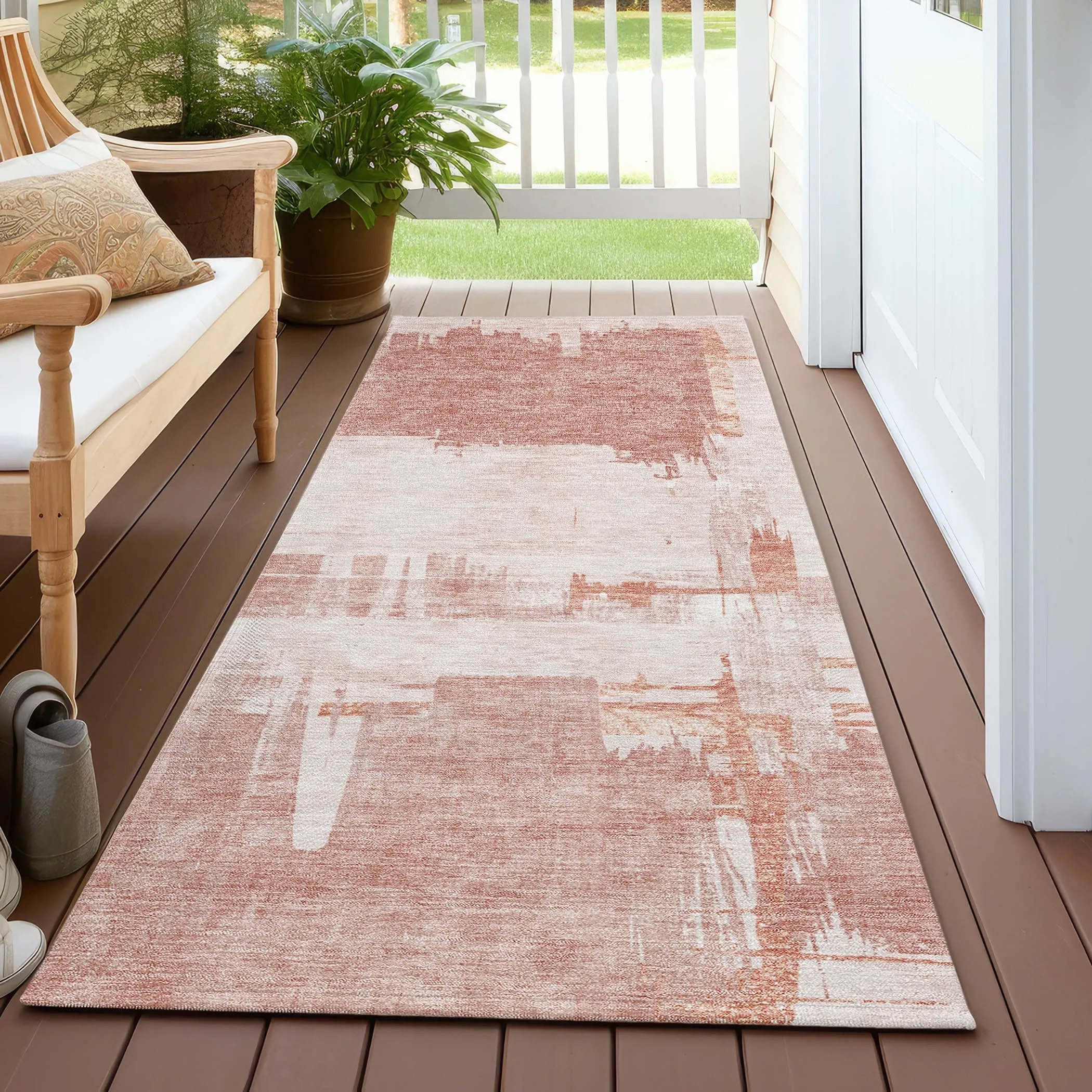Machine Washable Indoor/ Outdoor Chantille Abstract Modern Rug