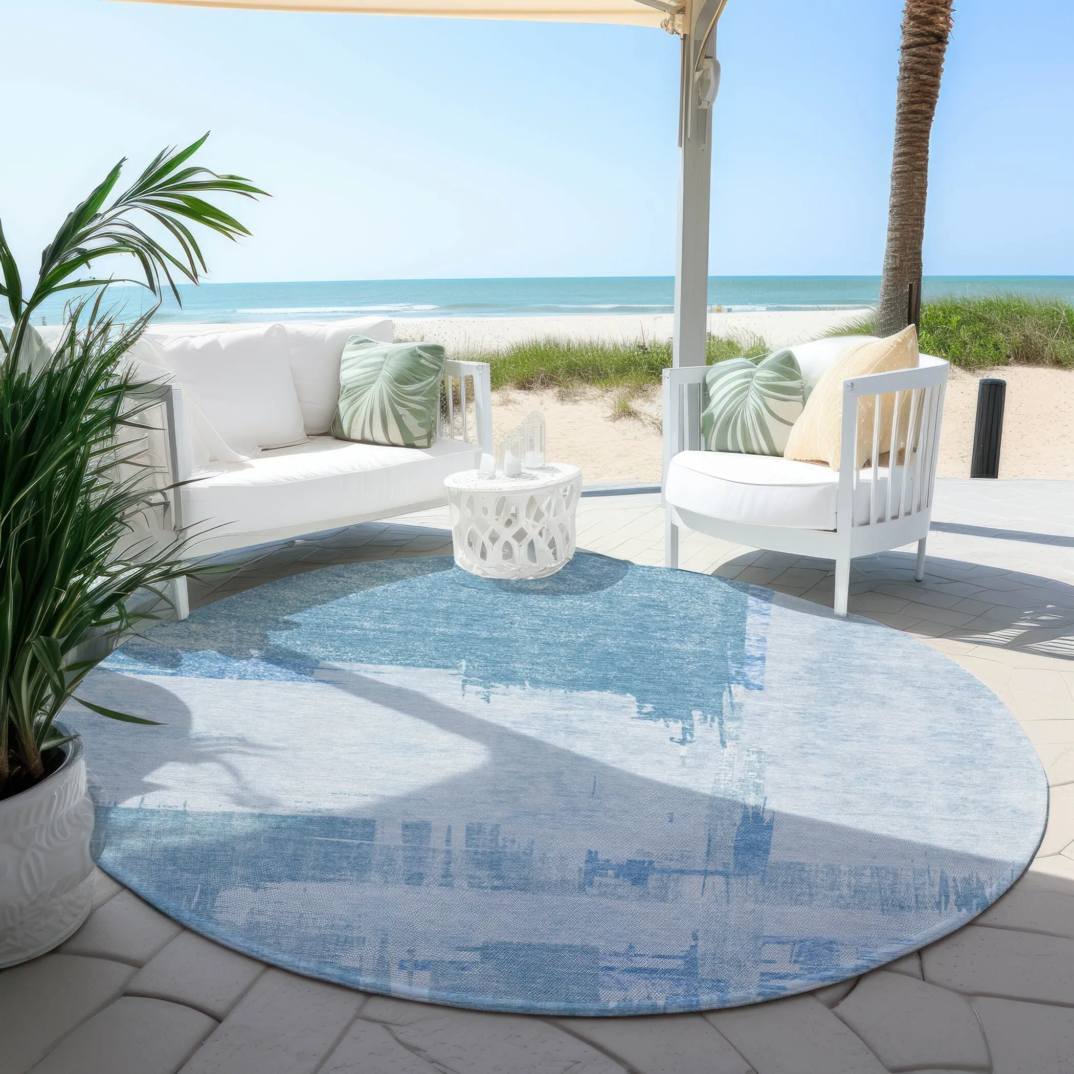Machine Washable Indoor/ Outdoor Chantille Abstract Modern Rug