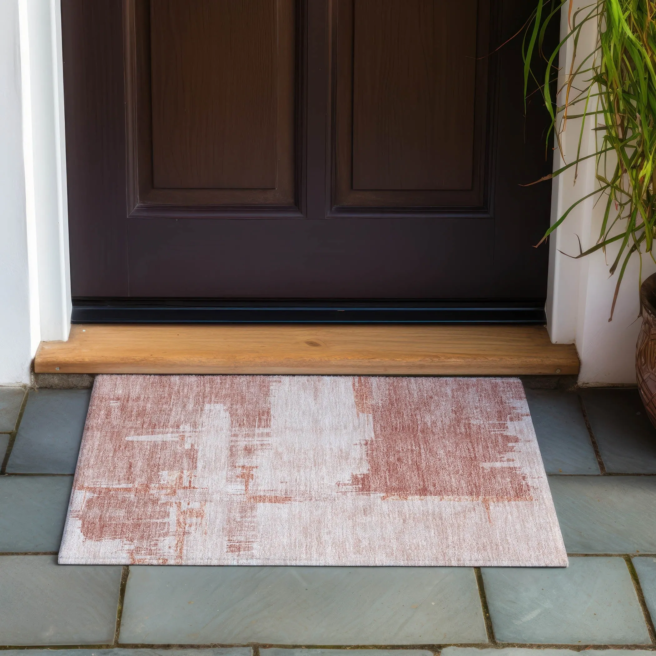 Machine Washable Indoor/ Outdoor Chantille Abstract Modern Rug