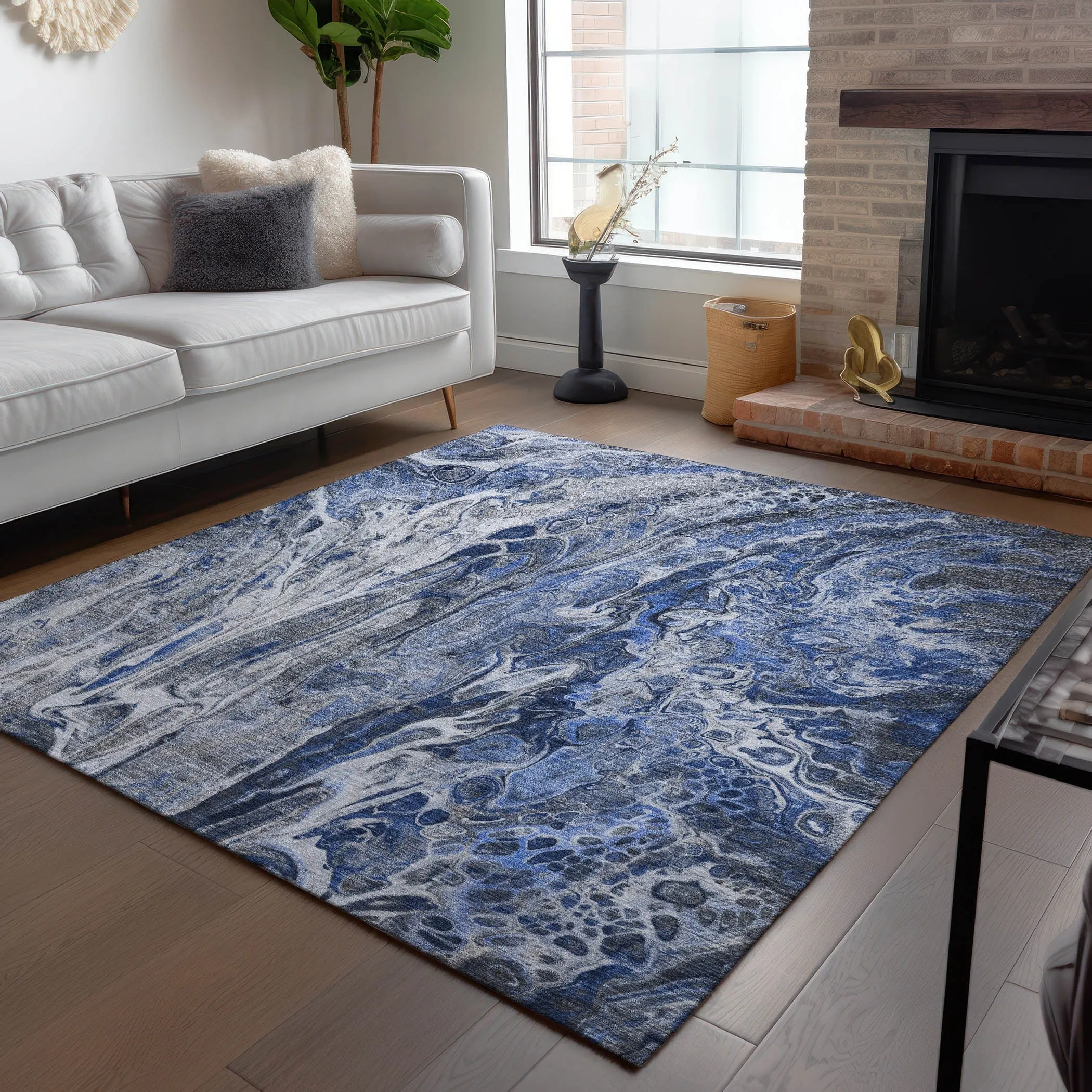 Machine Washable Indoor/ Outdoor Chantille Abstract Modern Rug