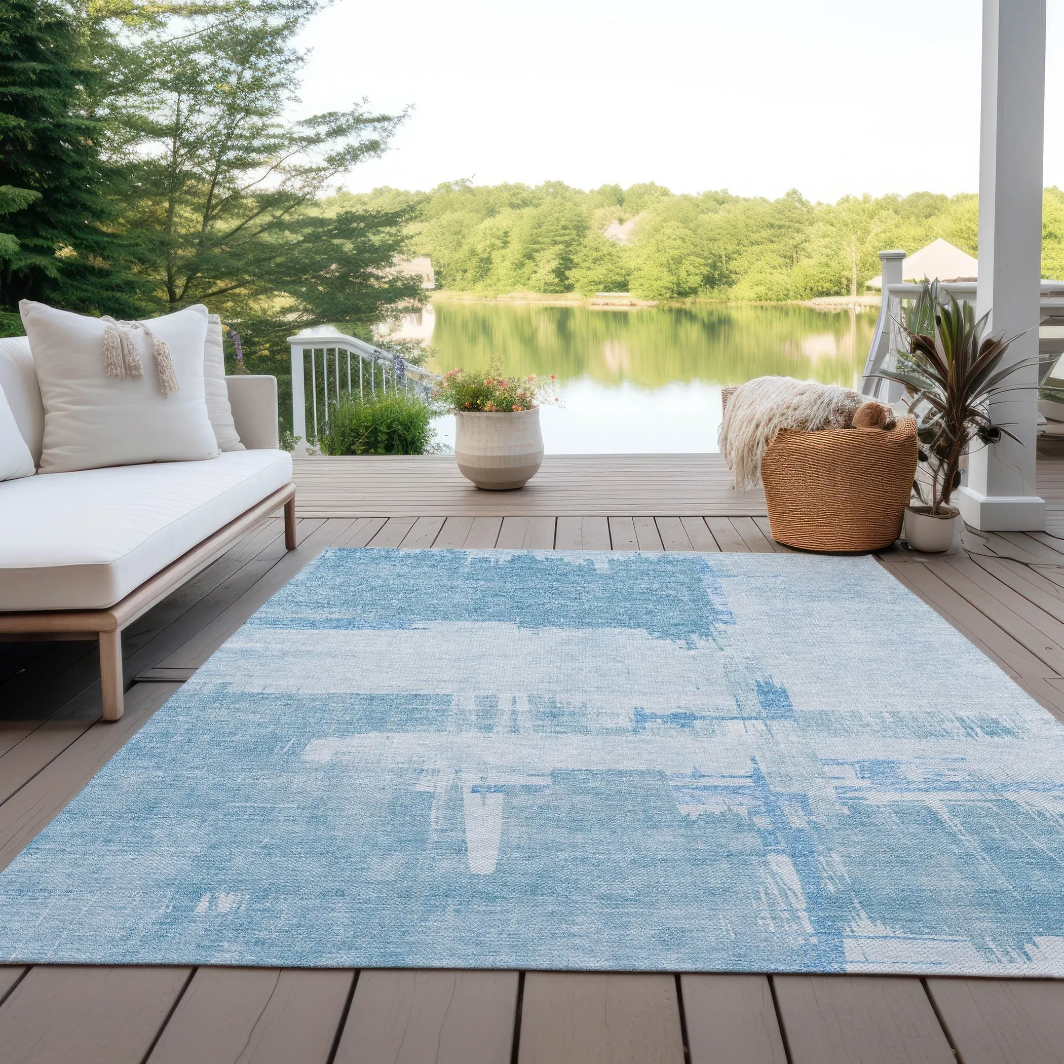 Machine Washable Indoor/ Outdoor Chantille Abstract Modern Rug