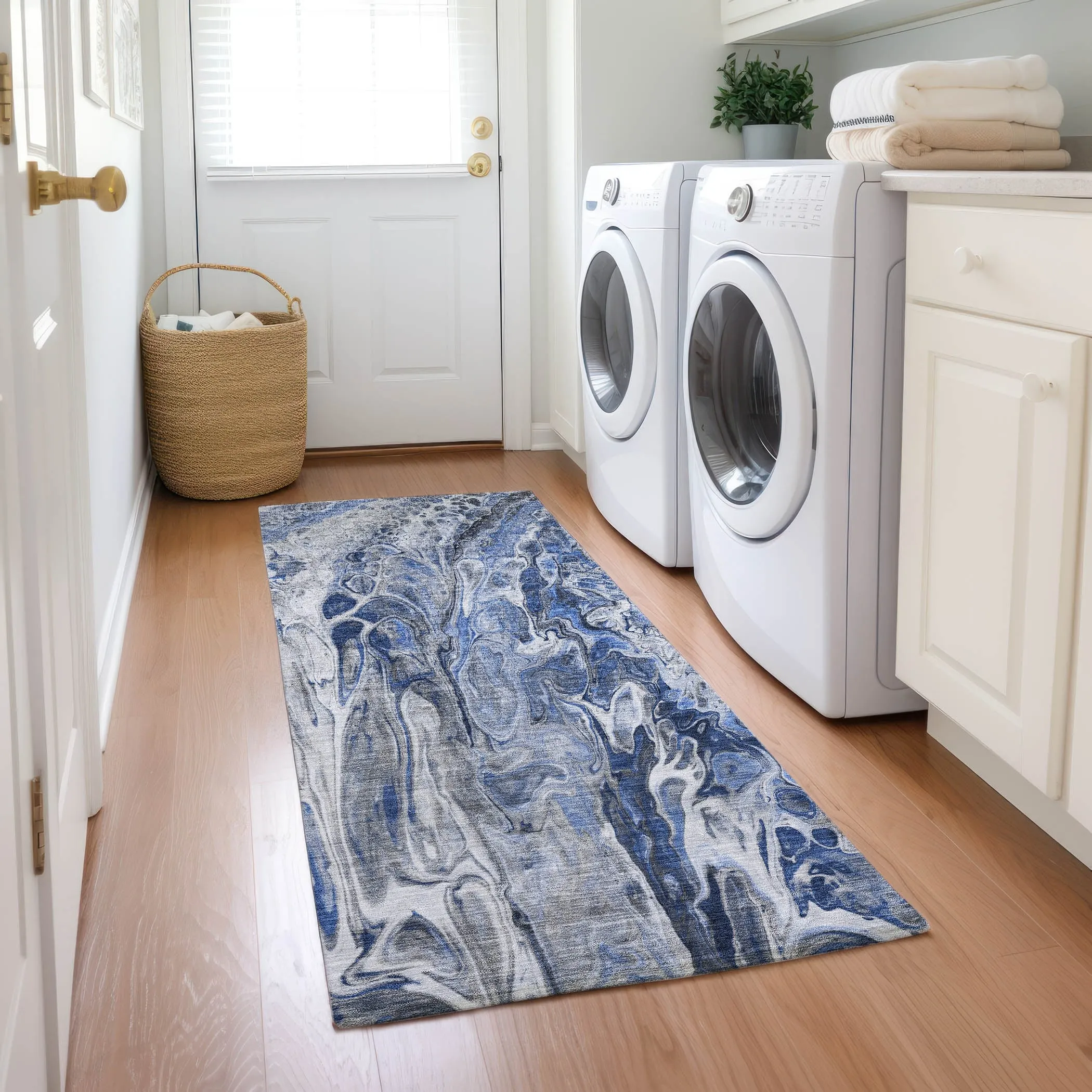 Machine Washable Indoor/ Outdoor Chantille Abstract Modern Rug