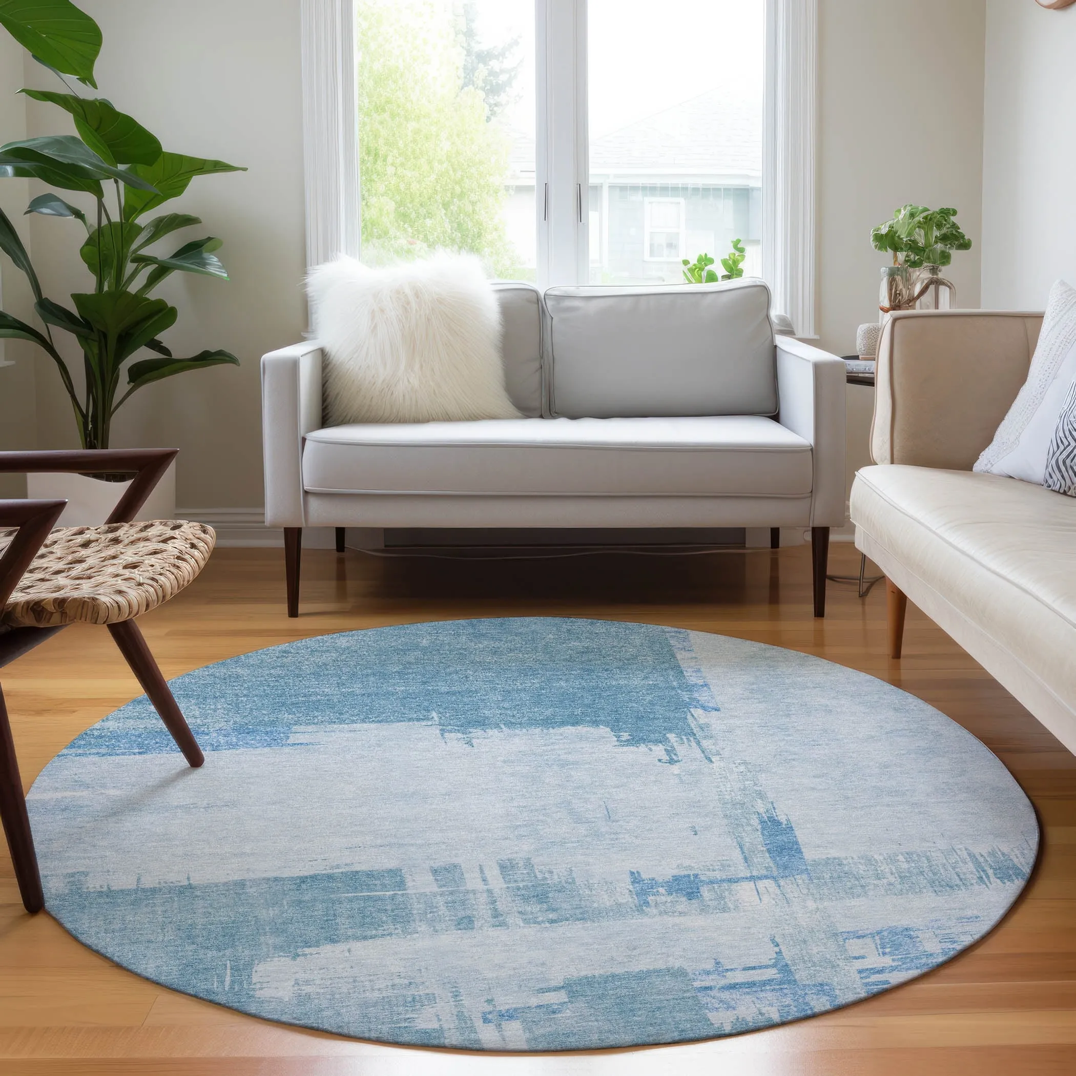 Machine Washable Indoor/ Outdoor Chantille Abstract Modern Rug