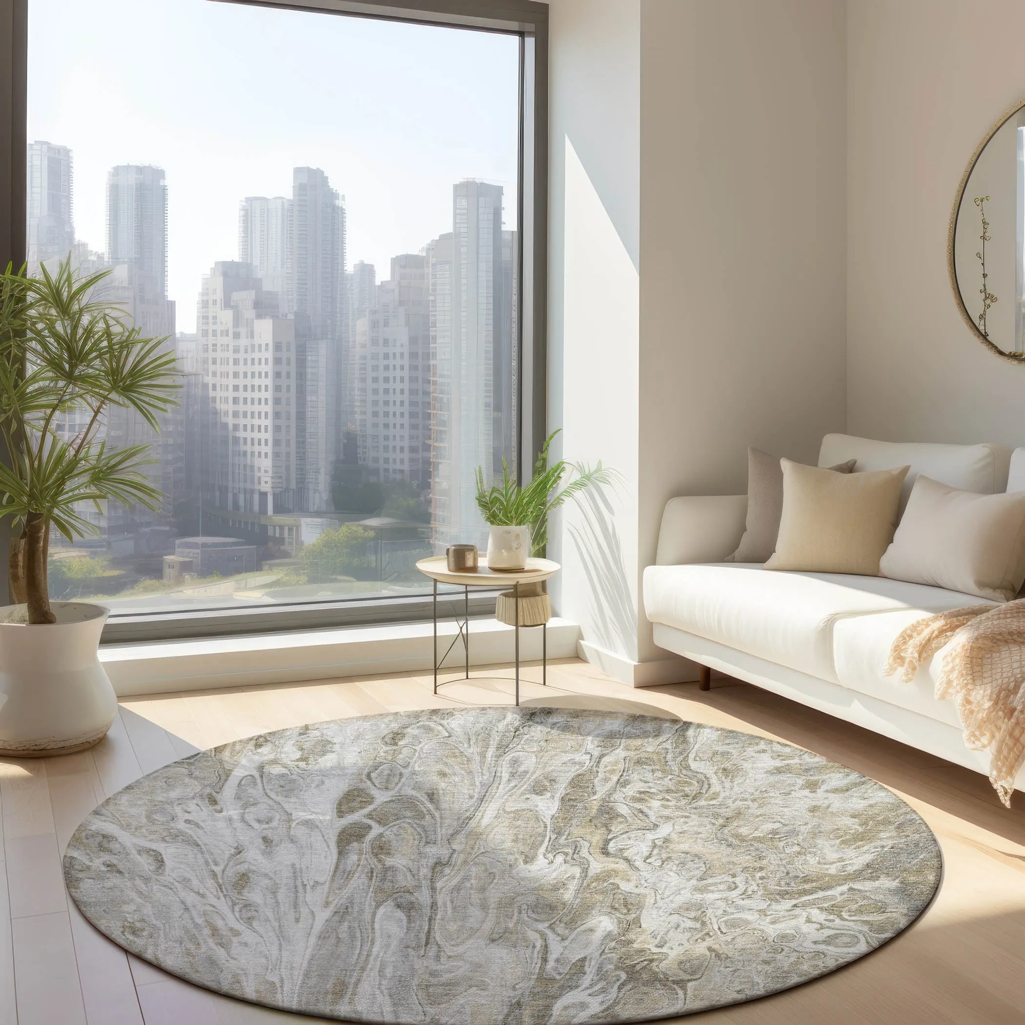 Machine Washable Indoor/ Outdoor Chantille Abstract Modern Rug
