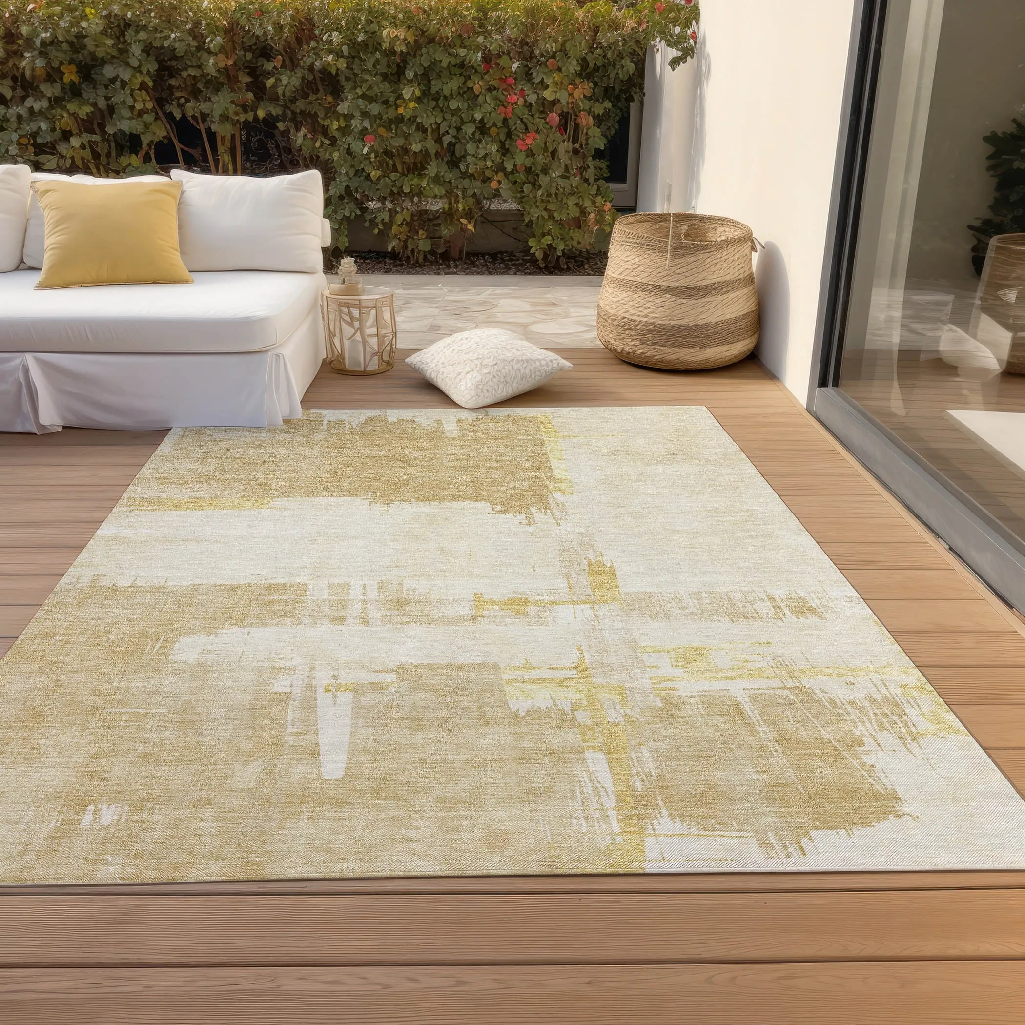 Machine Washable Indoor/ Outdoor Chantille Abstract Modern Rug