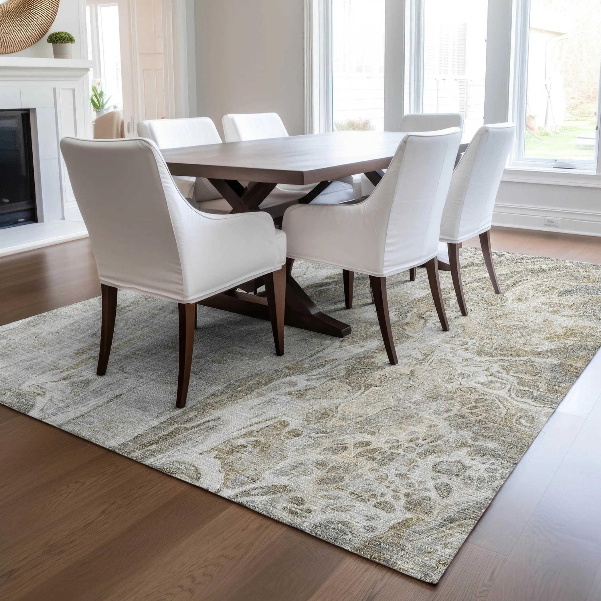Machine Washable Indoor/ Outdoor Chantille Abstract Modern Rug