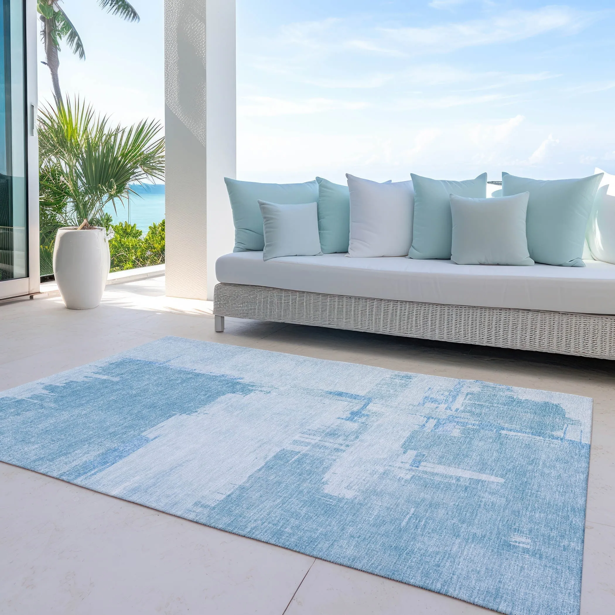 Machine Washable Indoor/ Outdoor Chantille Abstract Modern Rug