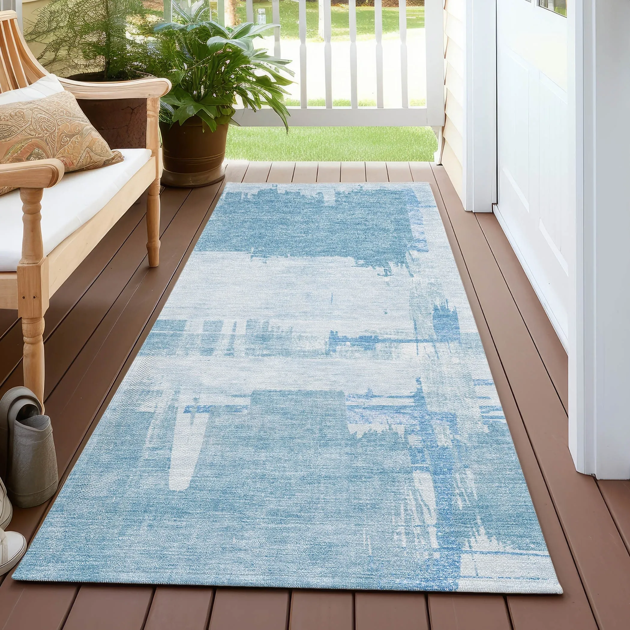 Machine Washable Indoor/ Outdoor Chantille Abstract Modern Rug