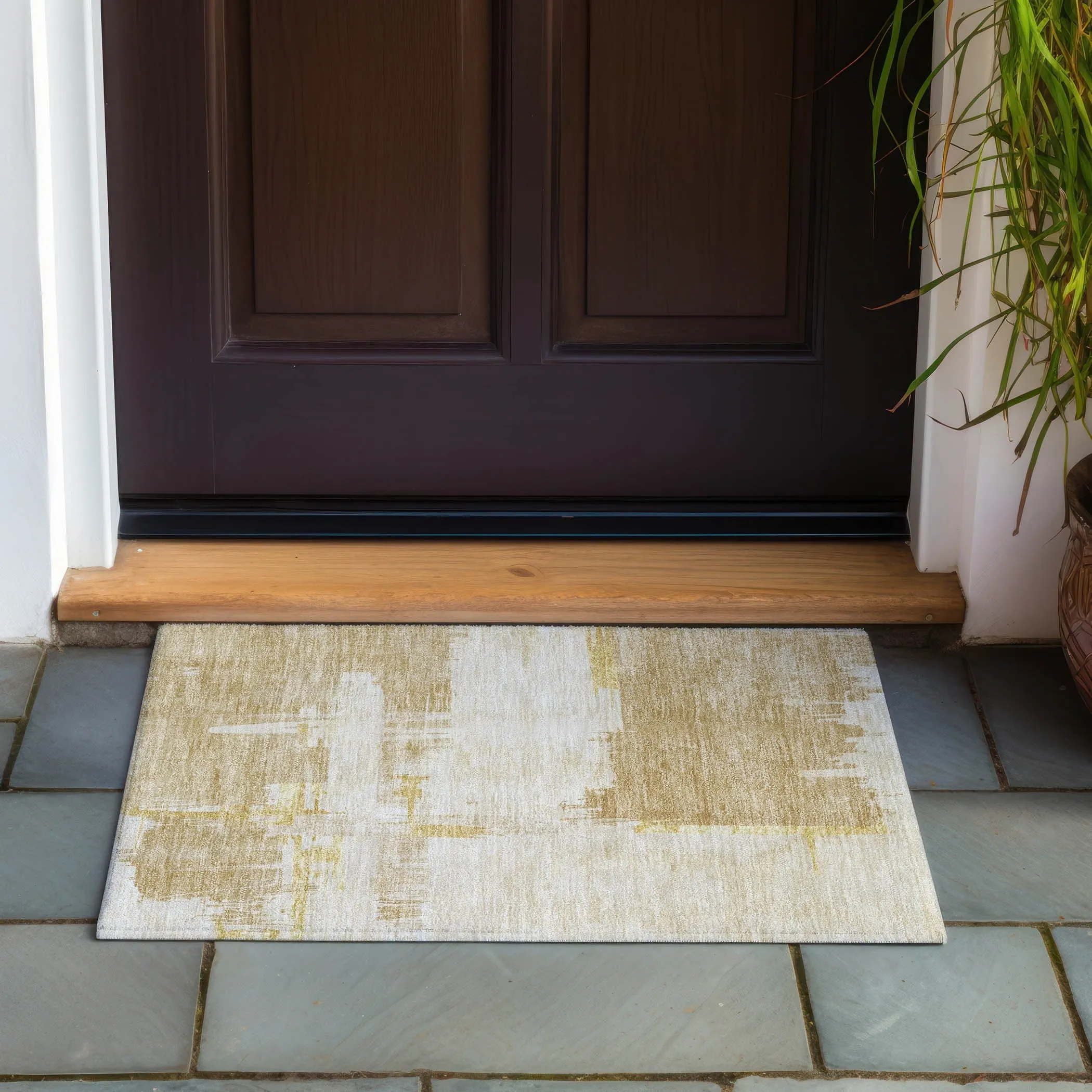 Machine Washable Indoor/ Outdoor Chantille Abstract Modern Rug