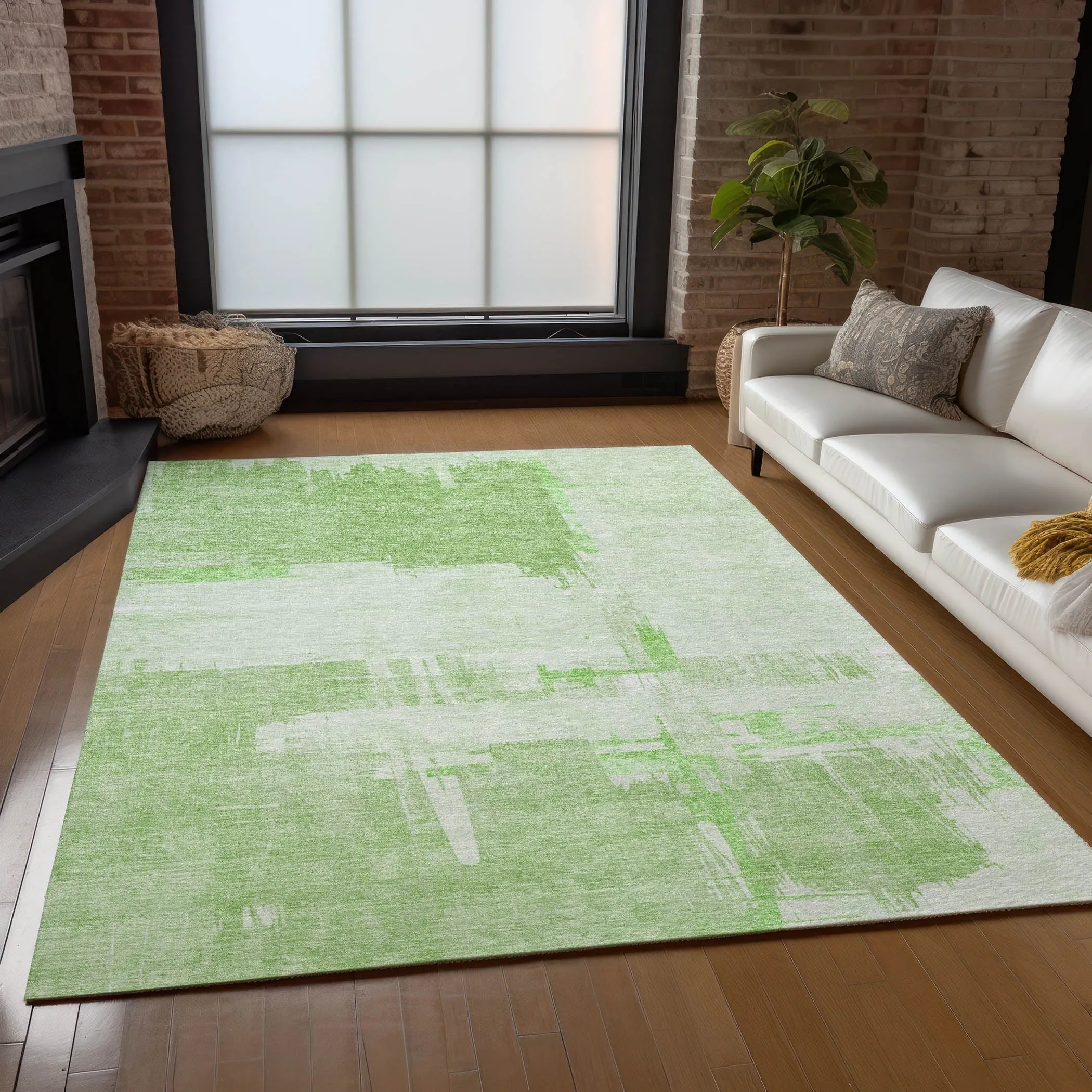 Machine Washable Indoor/ Outdoor Chantille Abstract Modern Rug