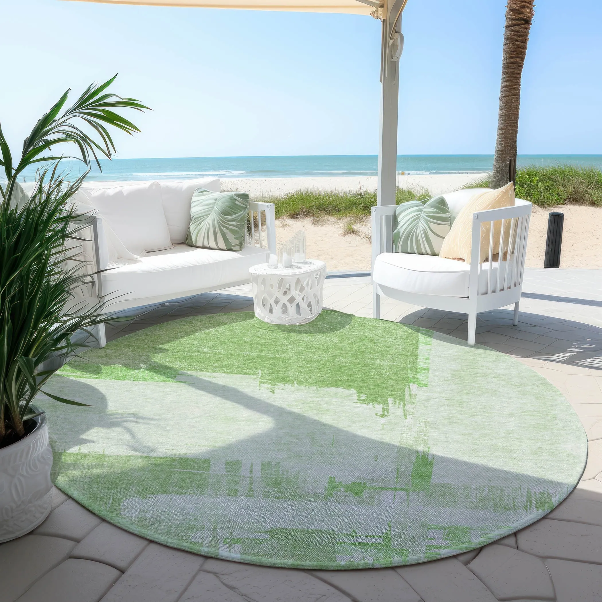 Machine Washable Indoor/ Outdoor Chantille Abstract Modern Rug