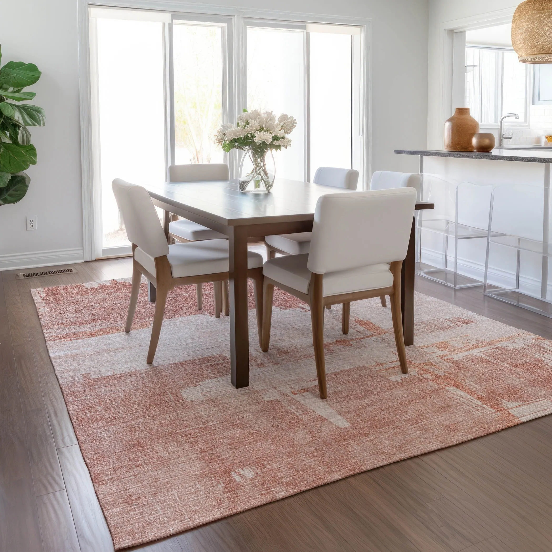 Machine Washable Indoor/ Outdoor Chantille Abstract Modern Rug