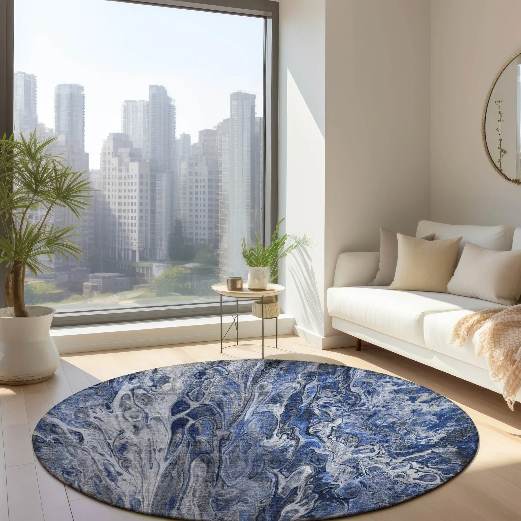 Machine Washable Indoor/ Outdoor Chantille Abstract Modern Rug