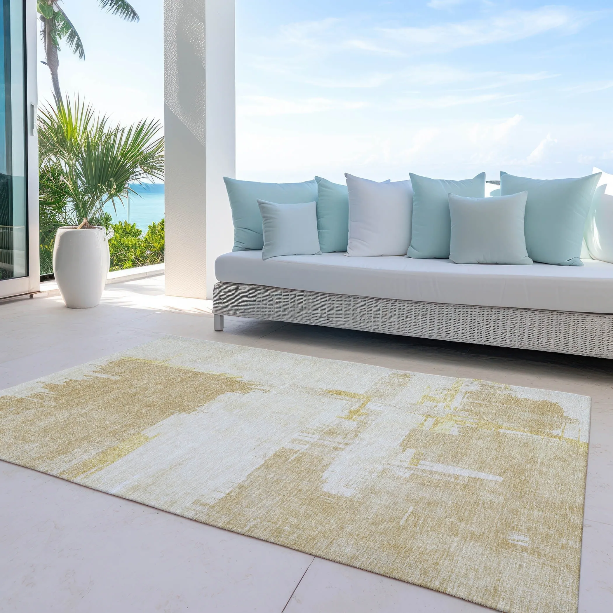 Machine Washable Indoor/ Outdoor Chantille Abstract Modern Rug
