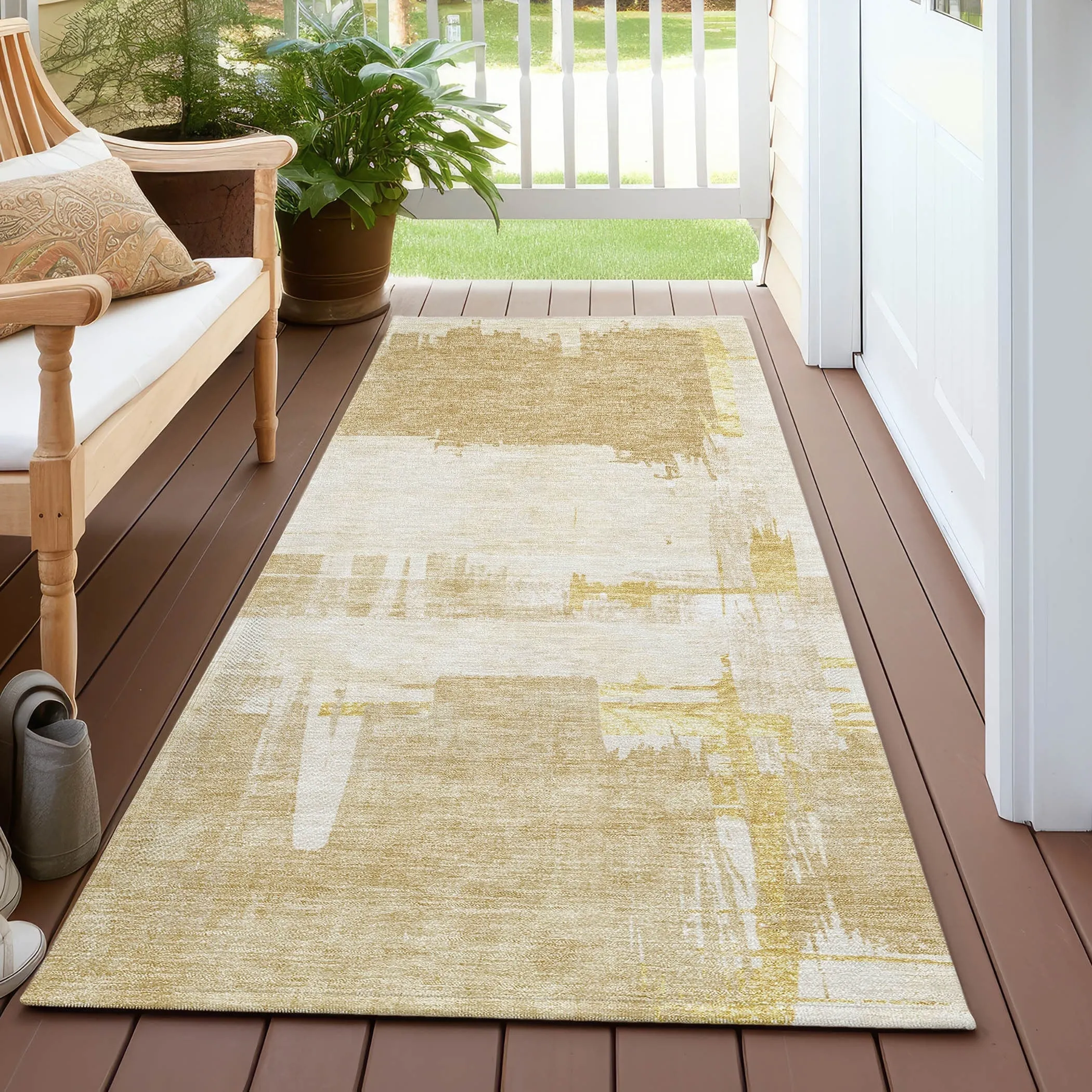 Machine Washable Indoor/ Outdoor Chantille Abstract Modern Rug