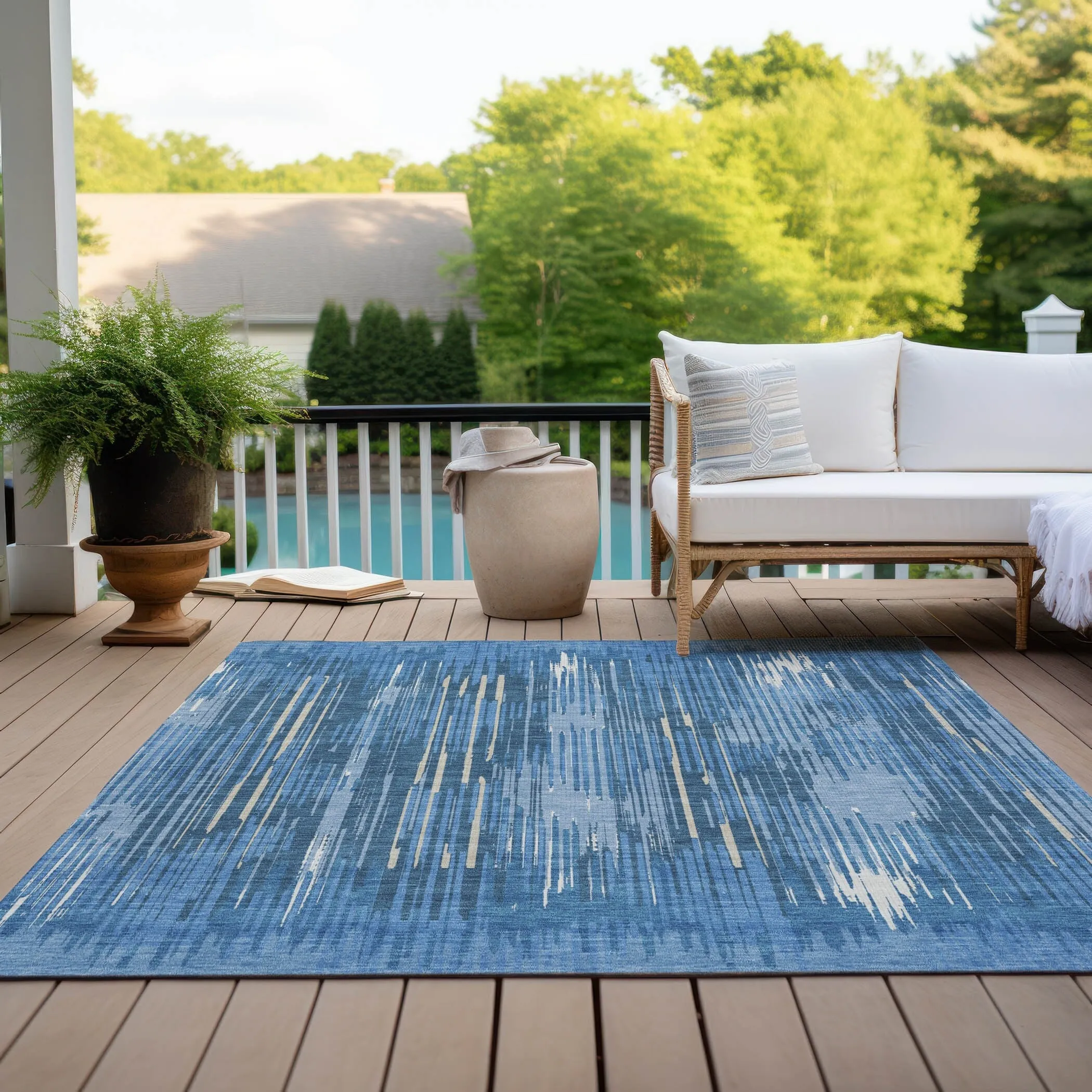 Machine Washable Indoor/ Outdoor Chantille Abstract Ombre Rug