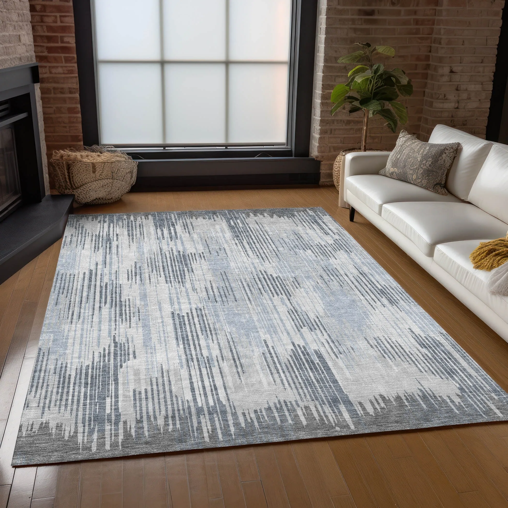 Machine Washable Indoor/ Outdoor Chantille Abstract Ombre Rug