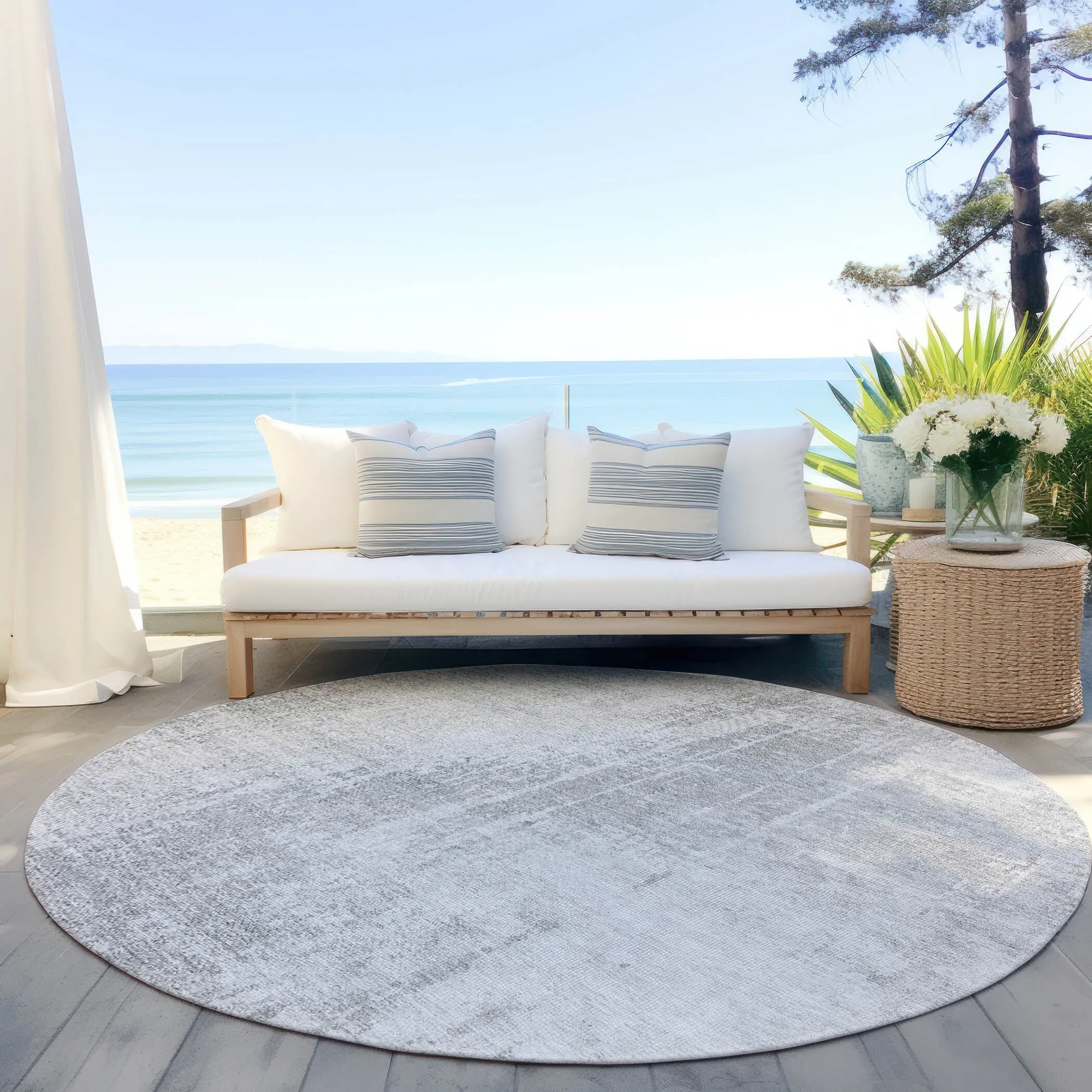 Machine Washable Indoor/ Outdoor Chantille Abstract Ombre Rug