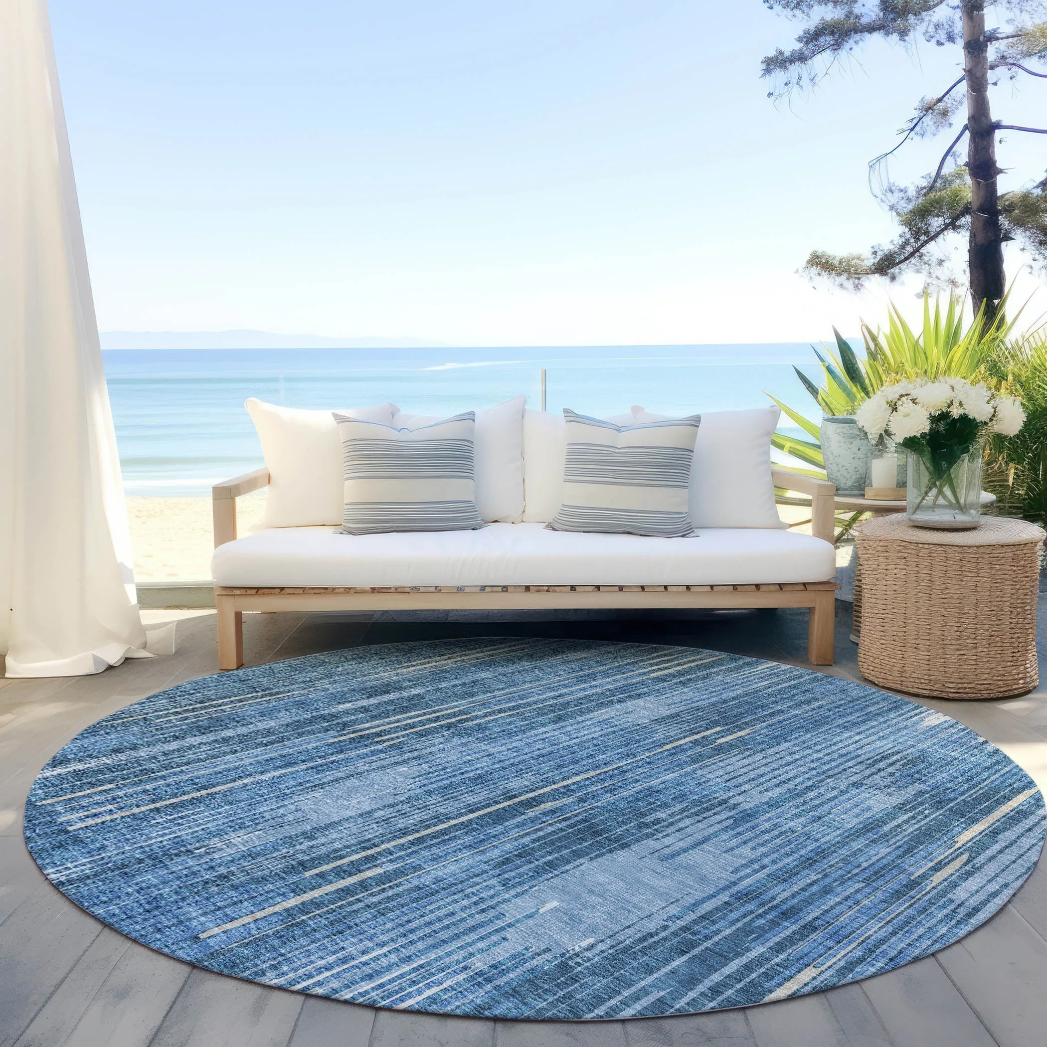 Machine Washable Indoor/ Outdoor Chantille Abstract Ombre Rug