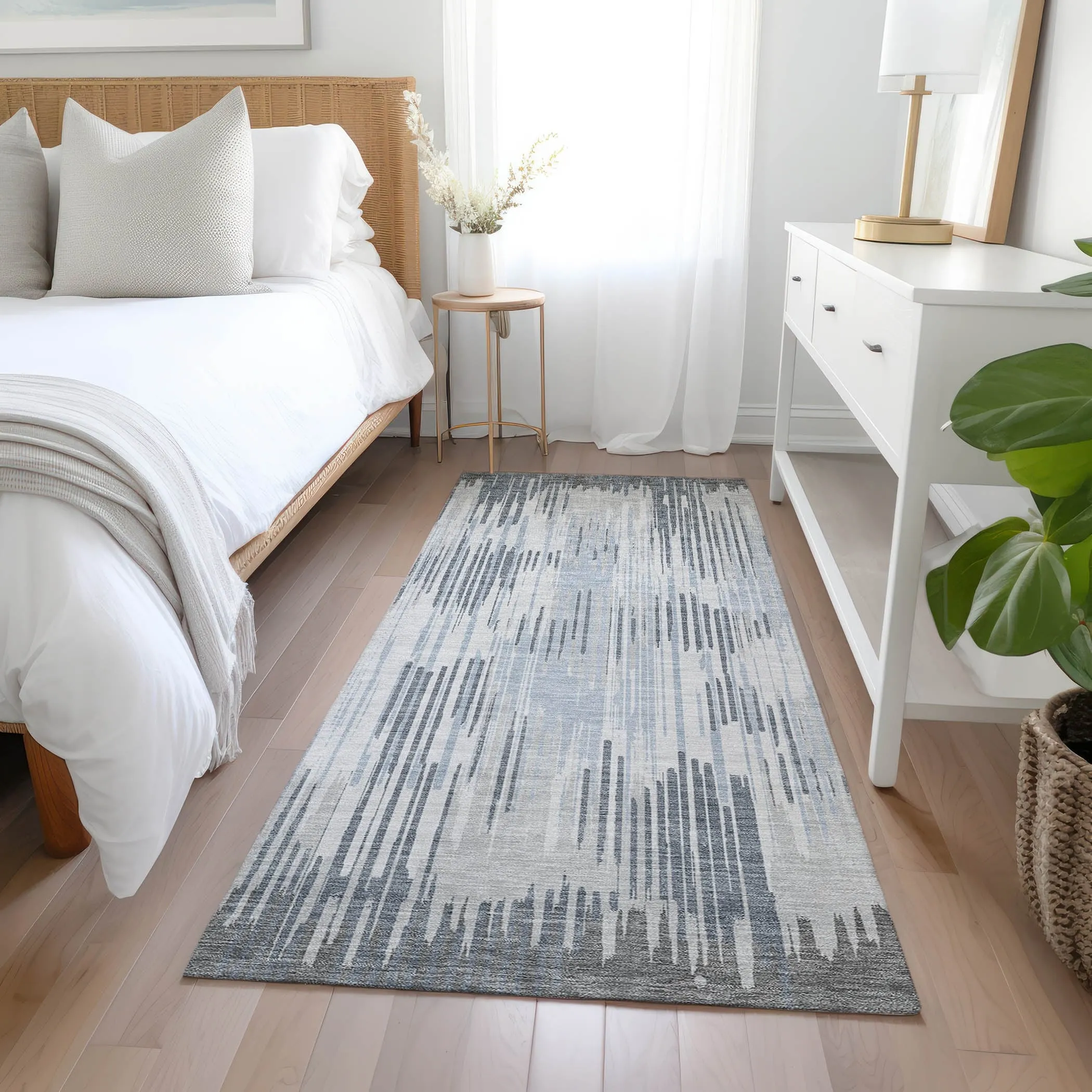 Machine Washable Indoor/ Outdoor Chantille Abstract Ombre Rug