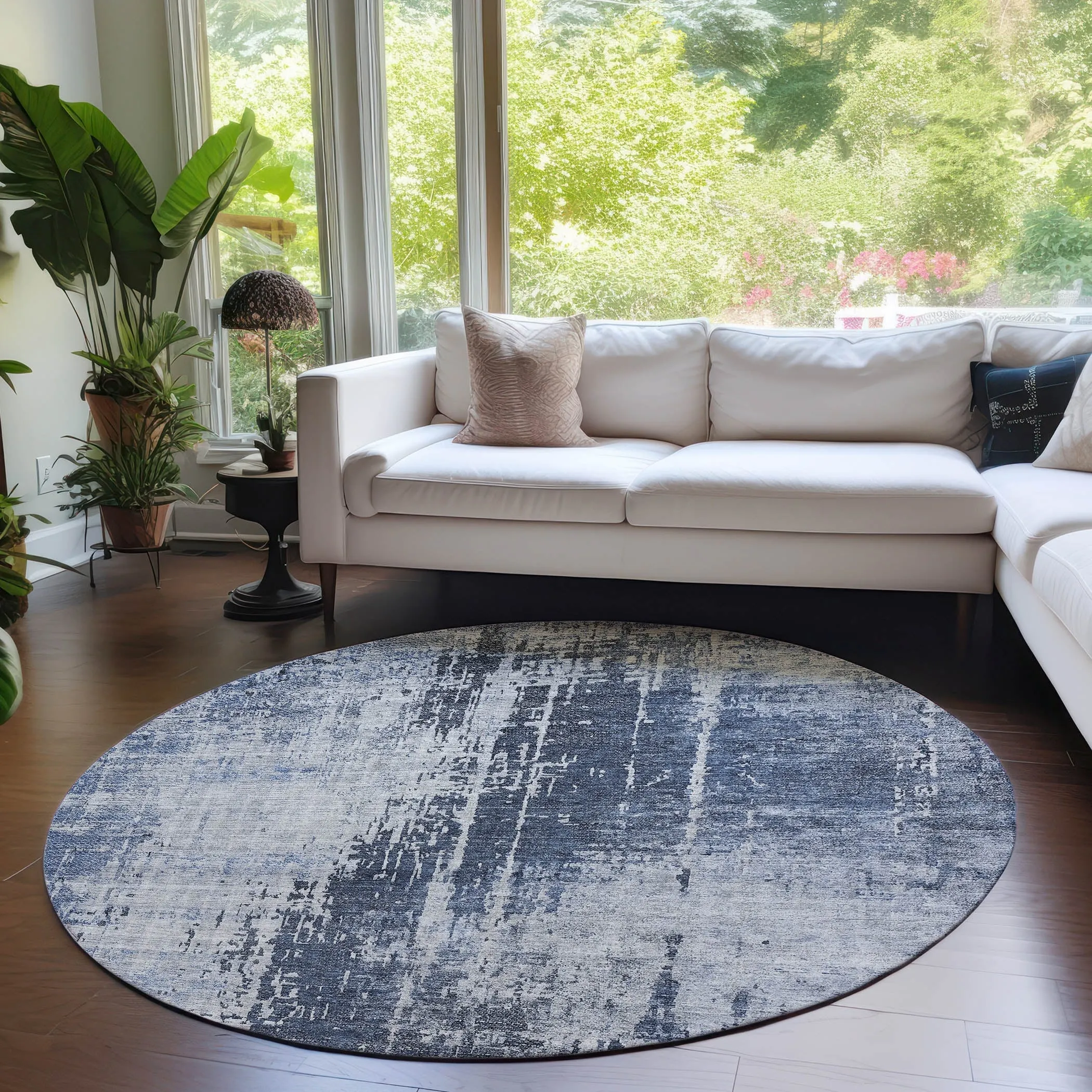 Machine Washable Indoor/ Outdoor Chantille Abstract Ombre Rug