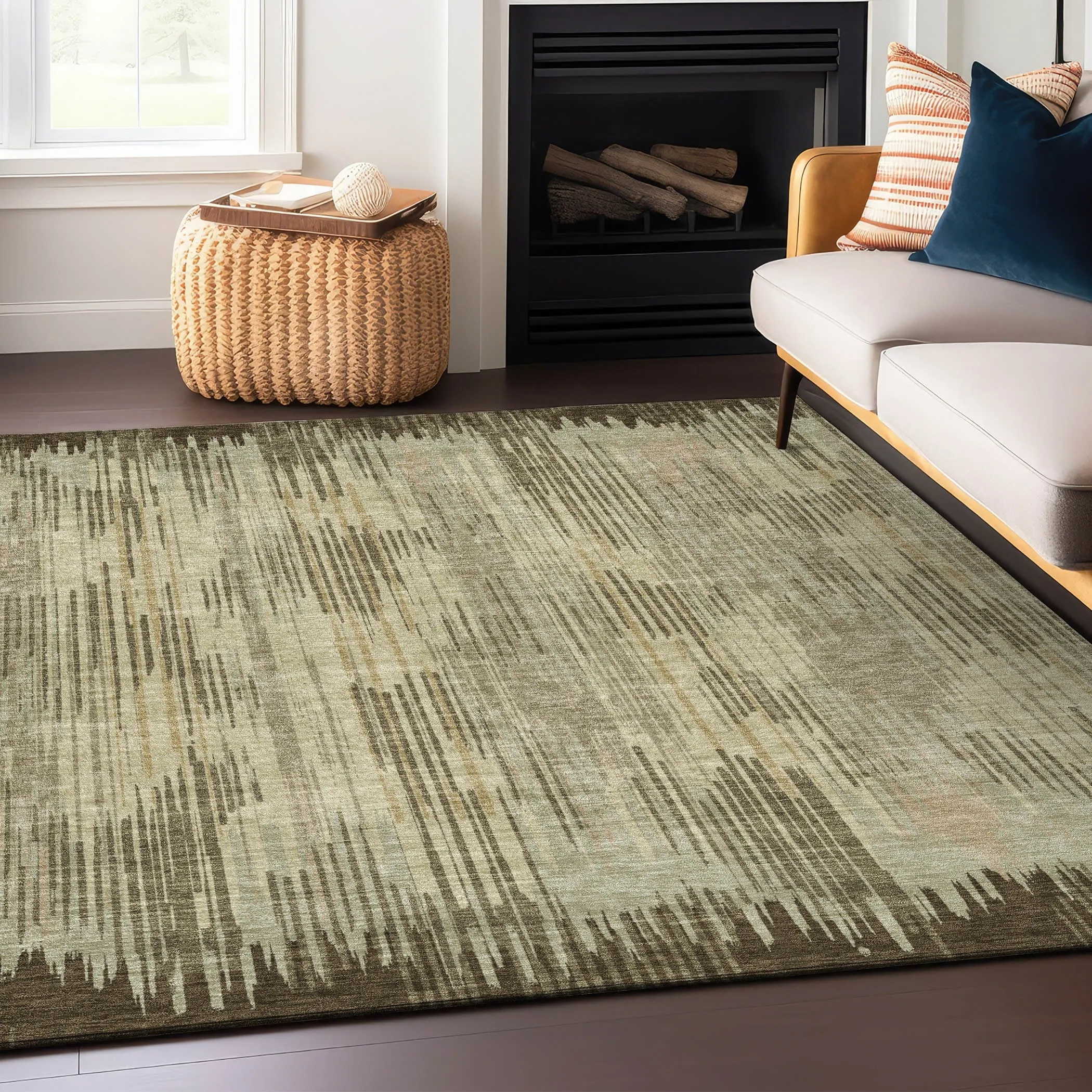 Machine Washable Indoor/ Outdoor Chantille Abstract Ombre Rug