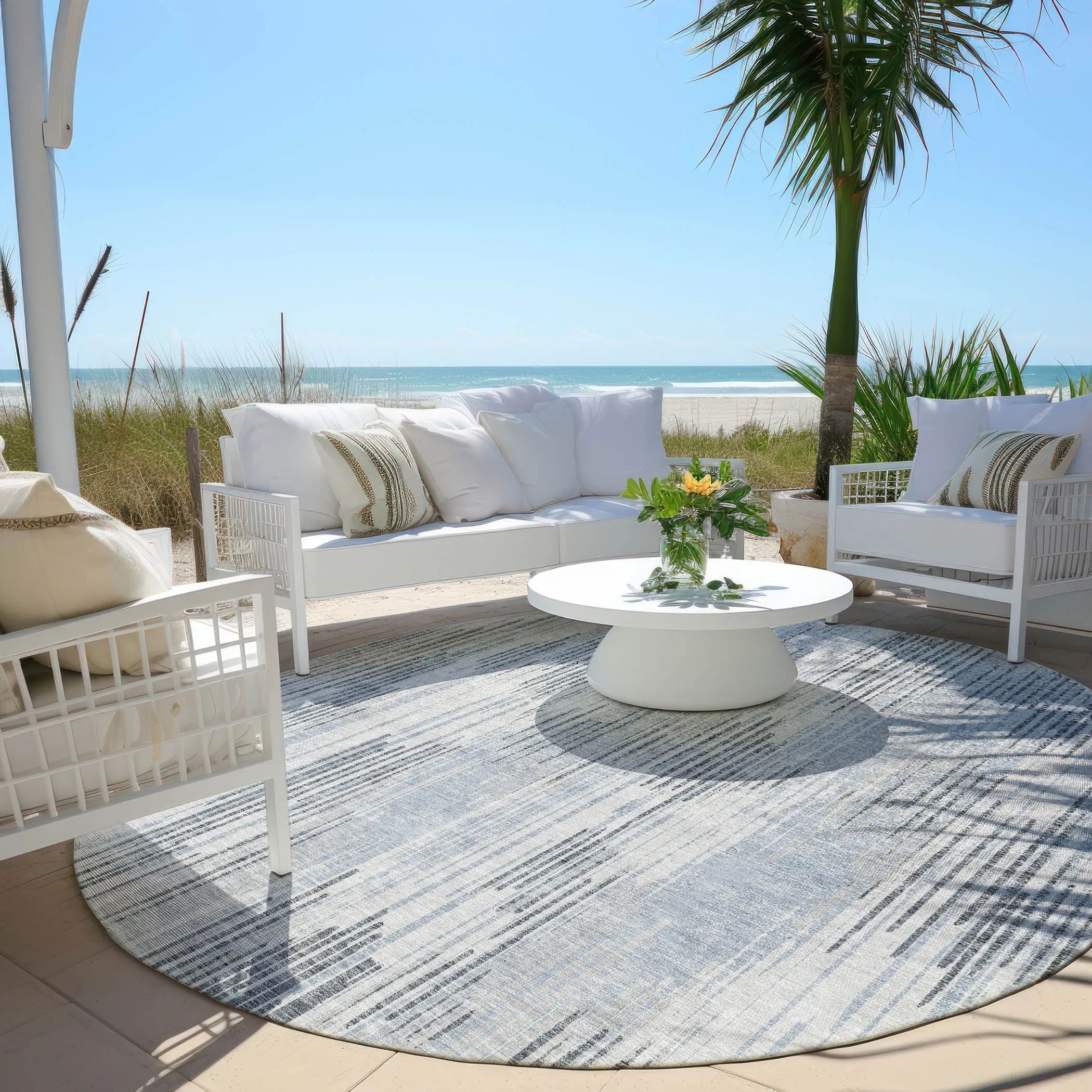Machine Washable Indoor/ Outdoor Chantille Abstract Ombre Rug