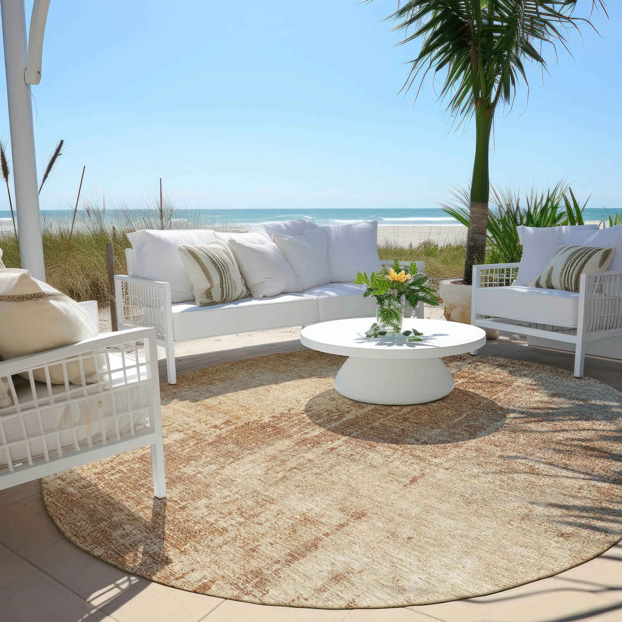Machine Washable Indoor/ Outdoor Chantille Abstract Ombre Rug
