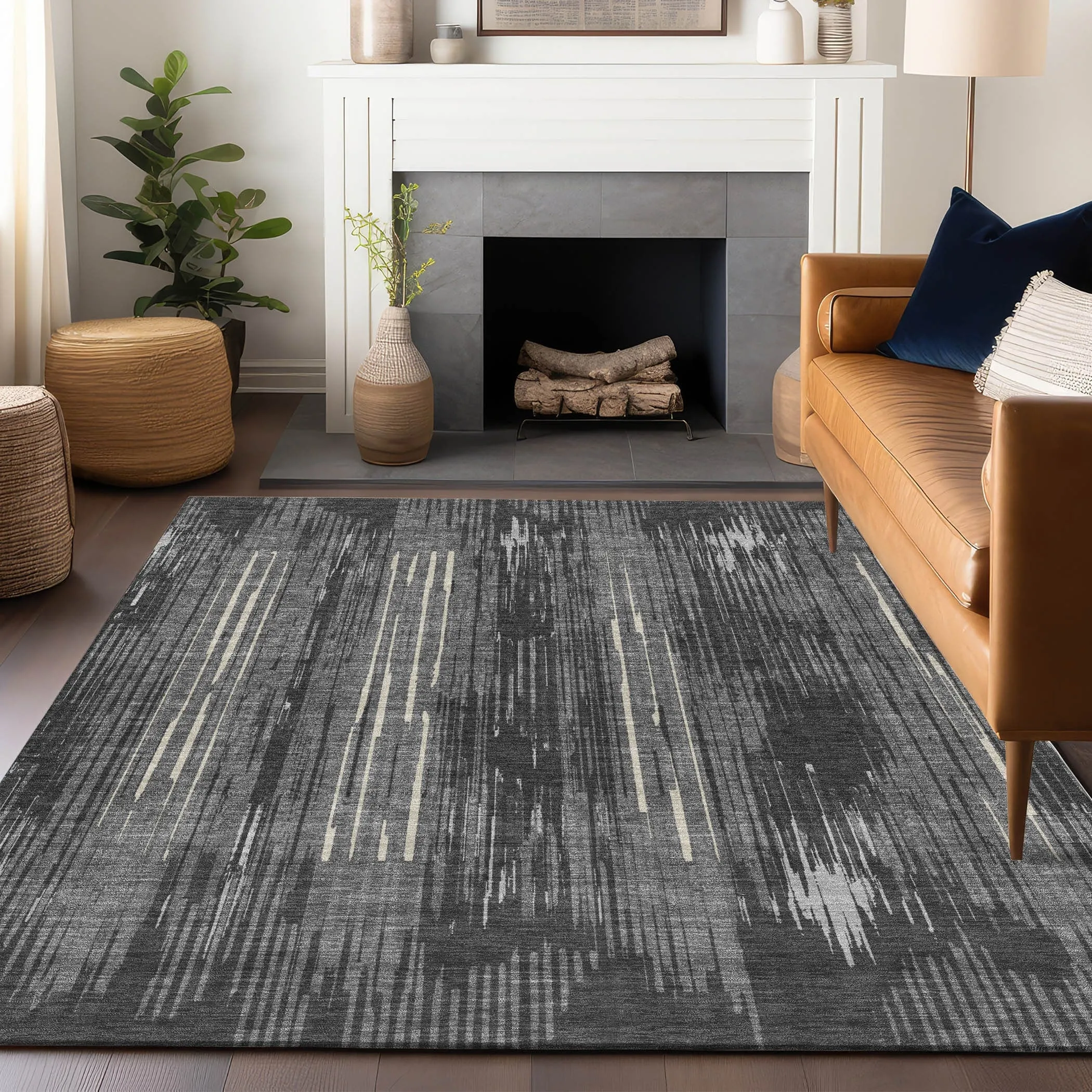 Machine Washable Indoor/ Outdoor Chantille Abstract Ombre Rug