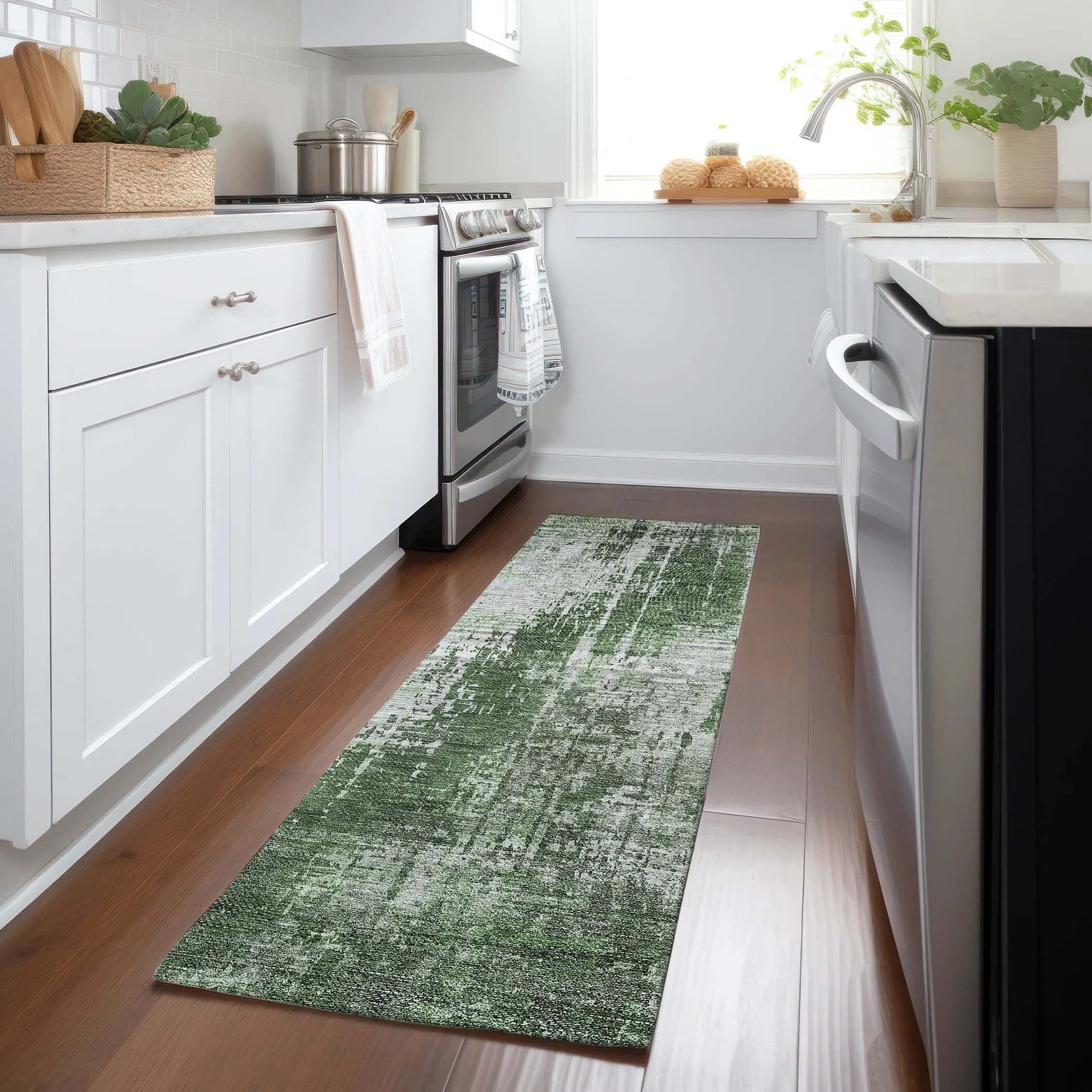 Machine Washable Indoor/ Outdoor Chantille Abstract Ombre Rug