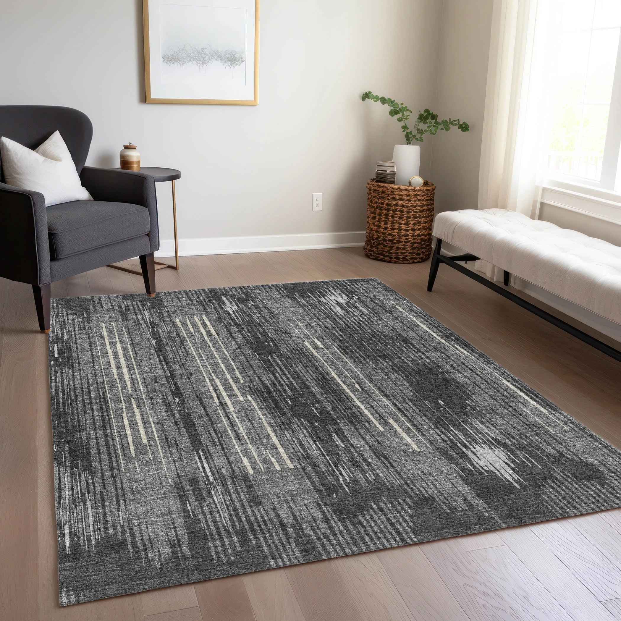 Machine Washable Indoor/ Outdoor Chantille Abstract Ombre Rug