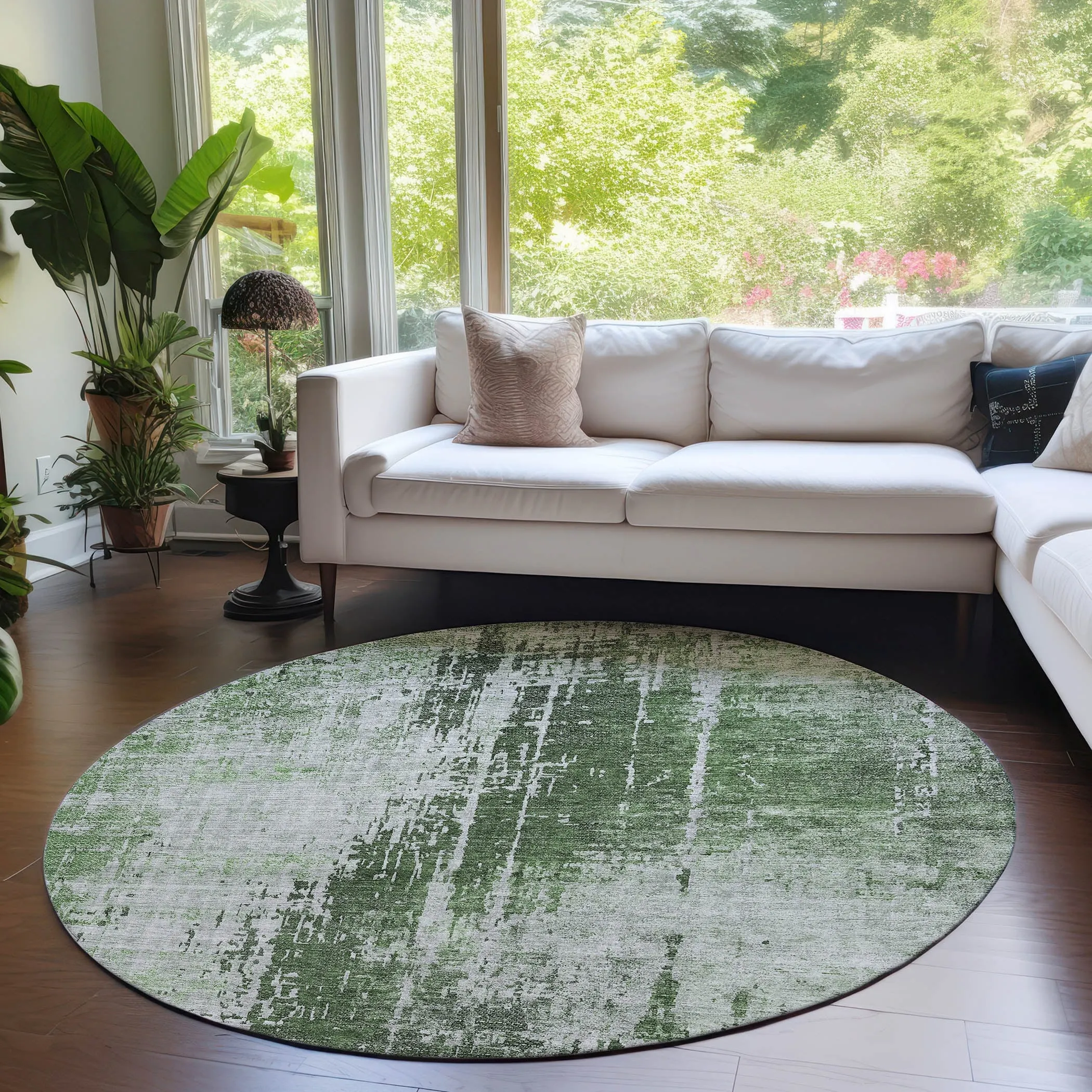 Machine Washable Indoor/ Outdoor Chantille Abstract Ombre Rug