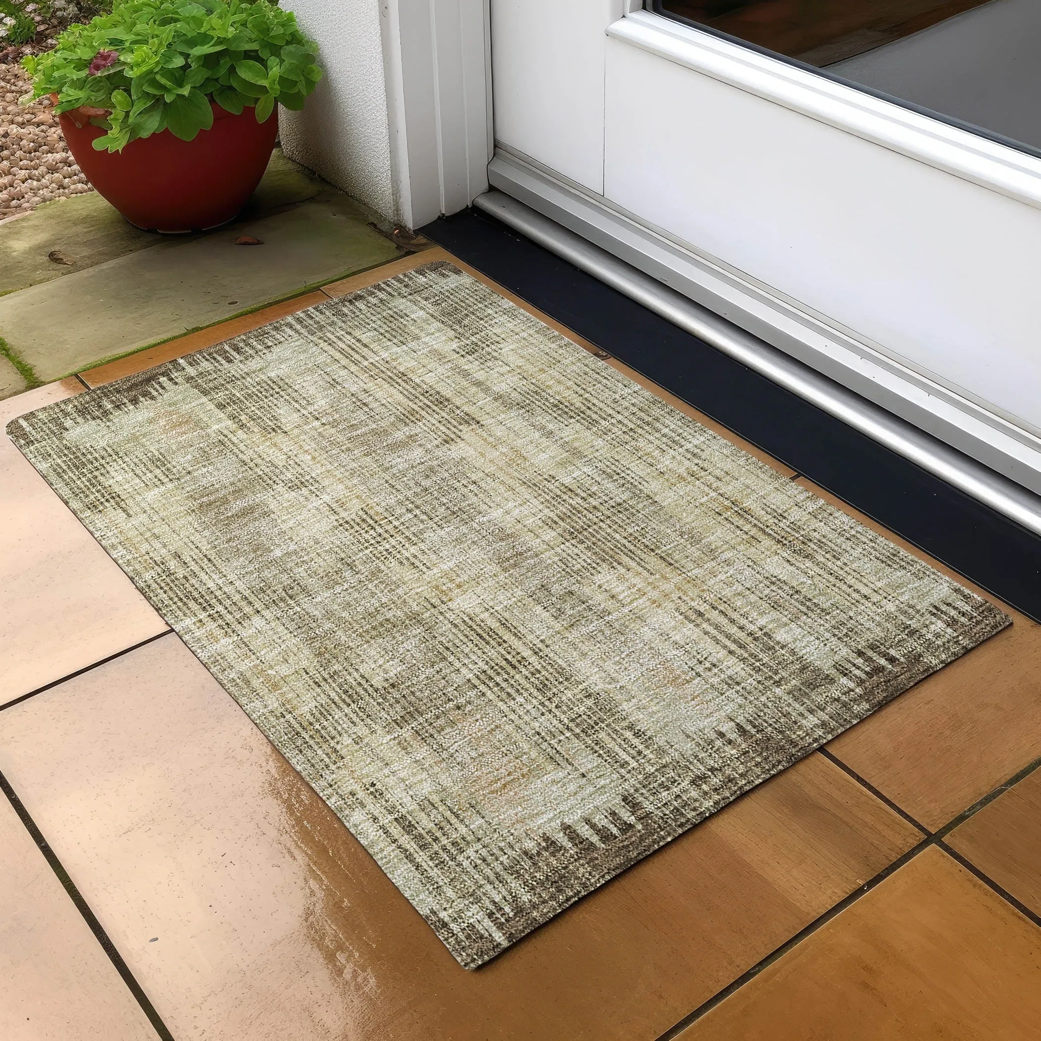Machine Washable Indoor/ Outdoor Chantille Abstract Ombre Rug