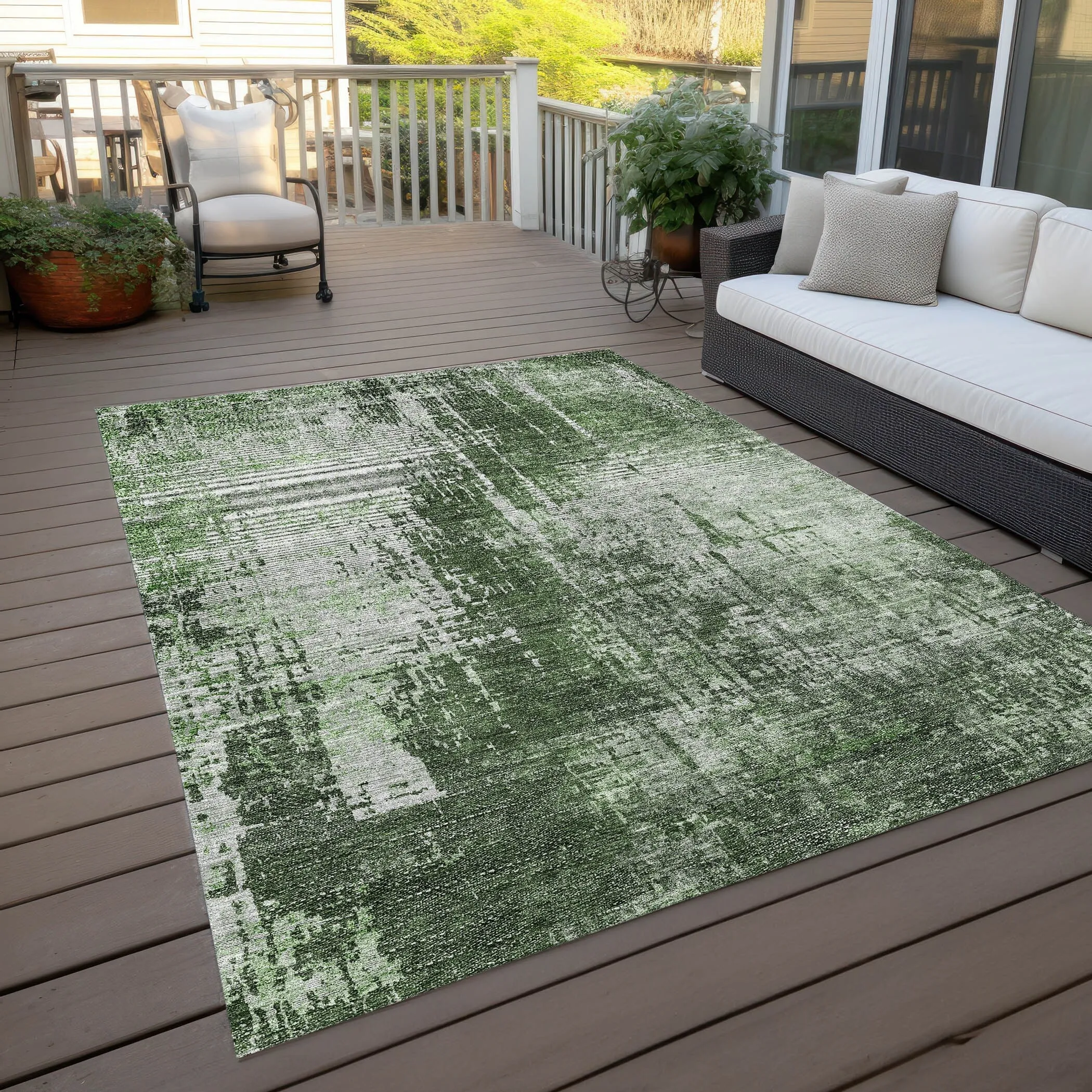 Machine Washable Indoor/ Outdoor Chantille Abstract Ombre Rug