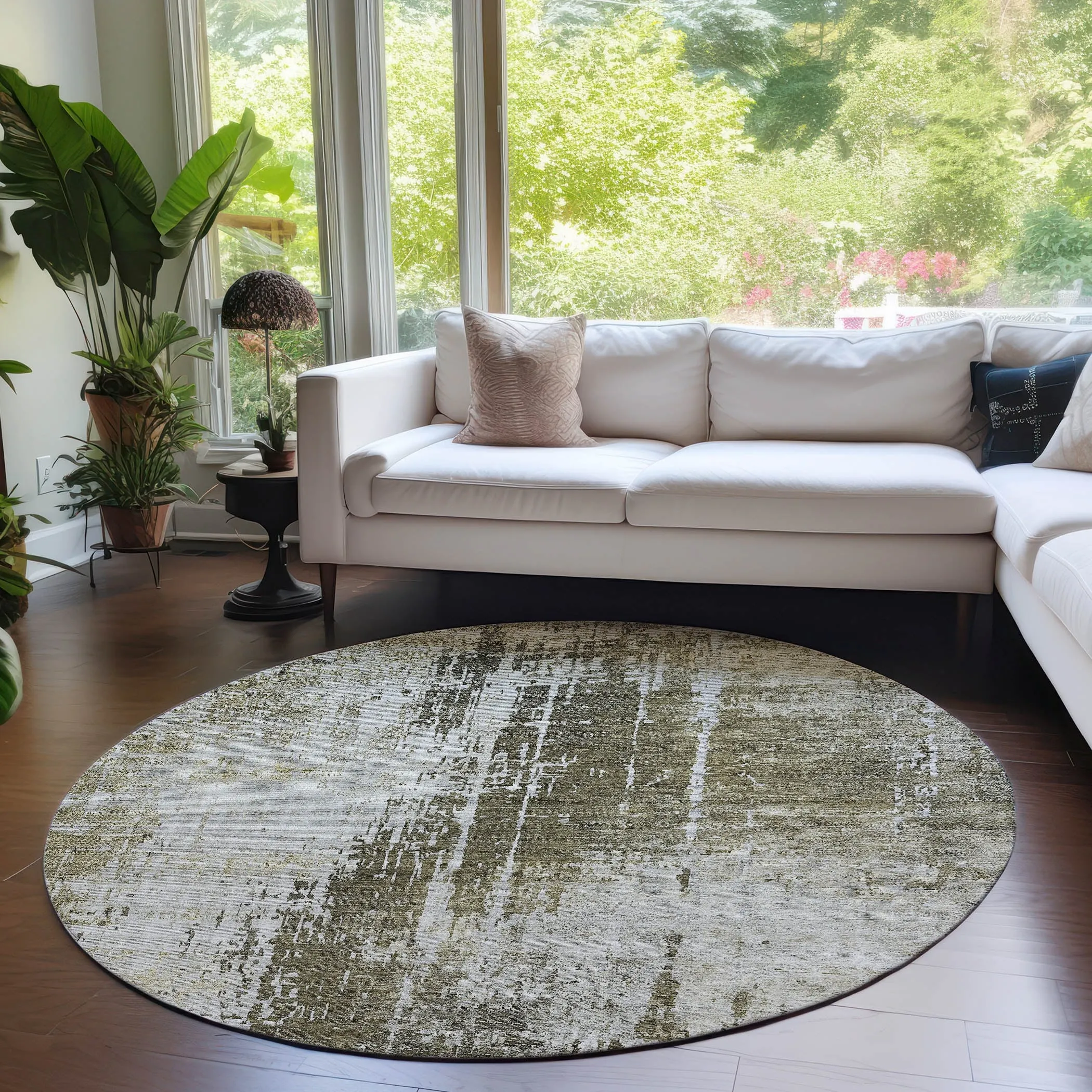 Machine Washable Indoor/ Outdoor Chantille Abstract Ombre Rug