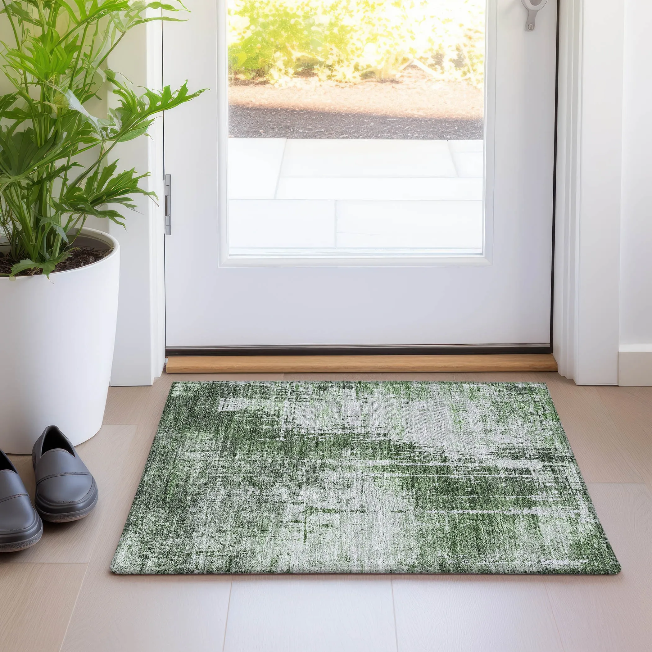 Machine Washable Indoor/ Outdoor Chantille Abstract Ombre Rug