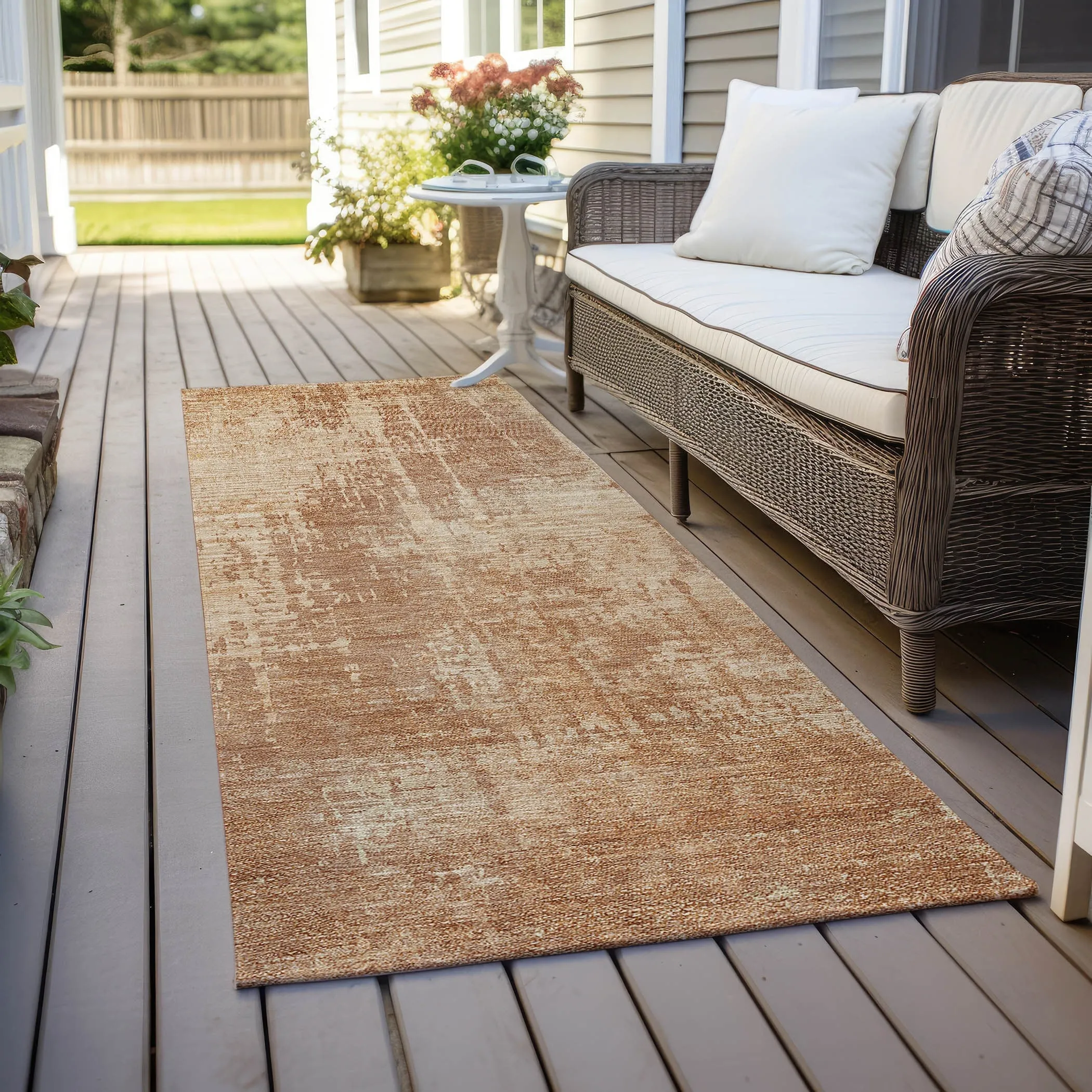 Machine Washable Indoor/ Outdoor Chantille Abstract Ombre Rug