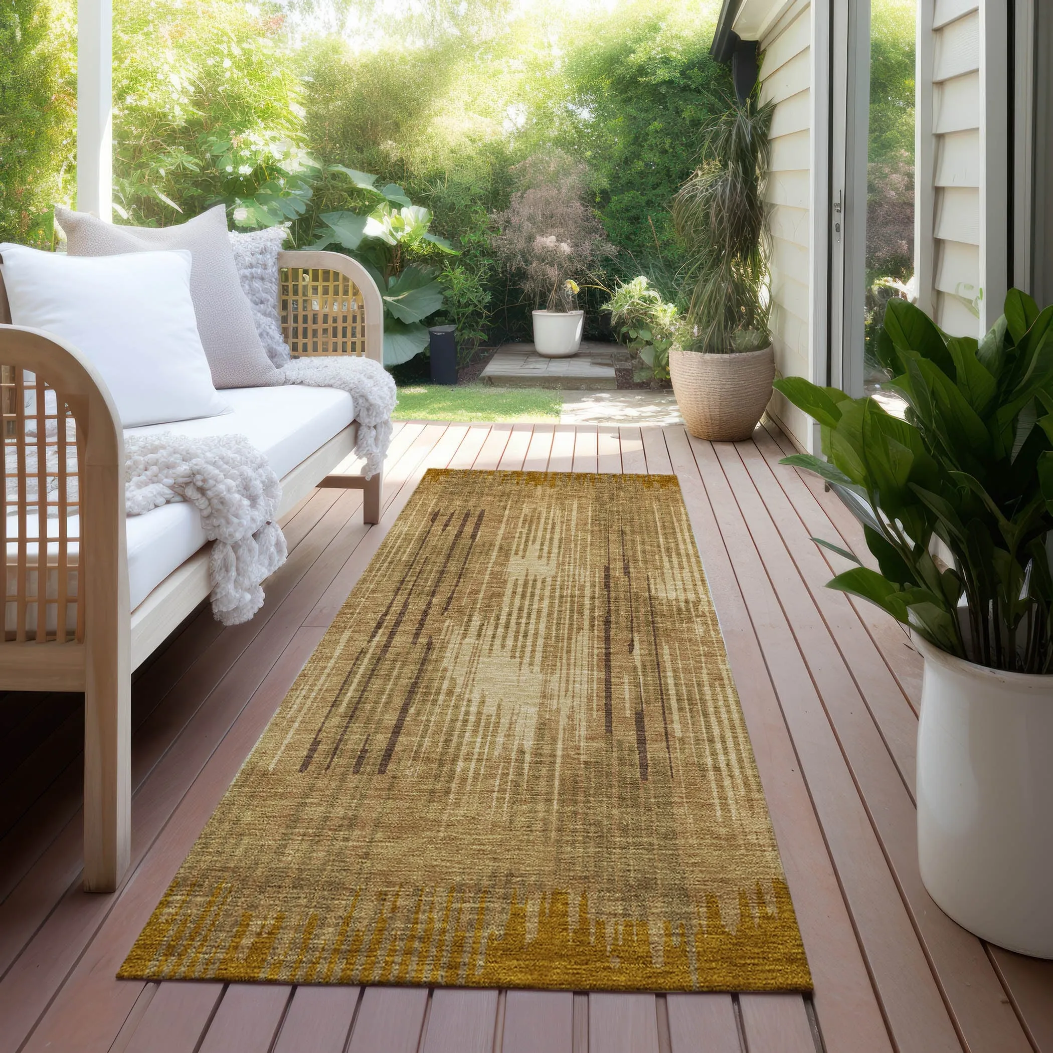 Machine Washable Indoor/ Outdoor Chantille Abstract Ombre Rug
