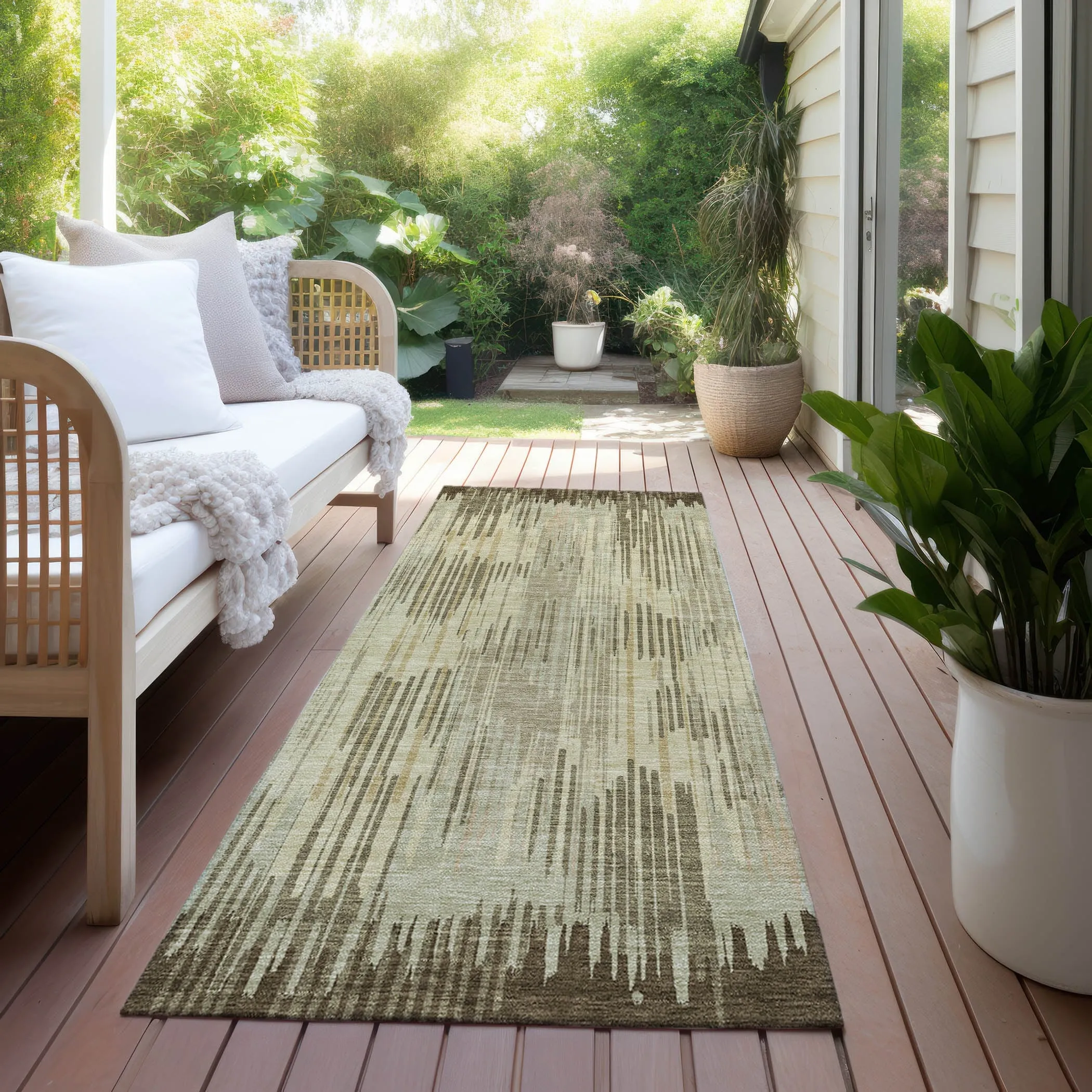 Machine Washable Indoor/ Outdoor Chantille Abstract Ombre Rug