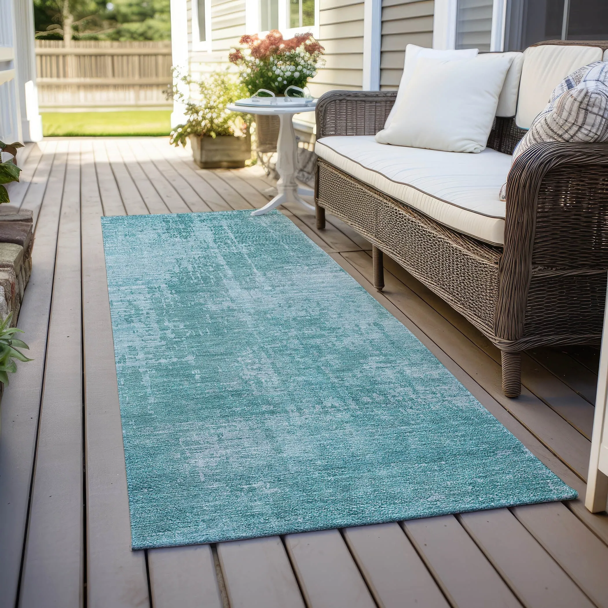 Machine Washable Indoor/ Outdoor Chantille Abstract Ombre Rug