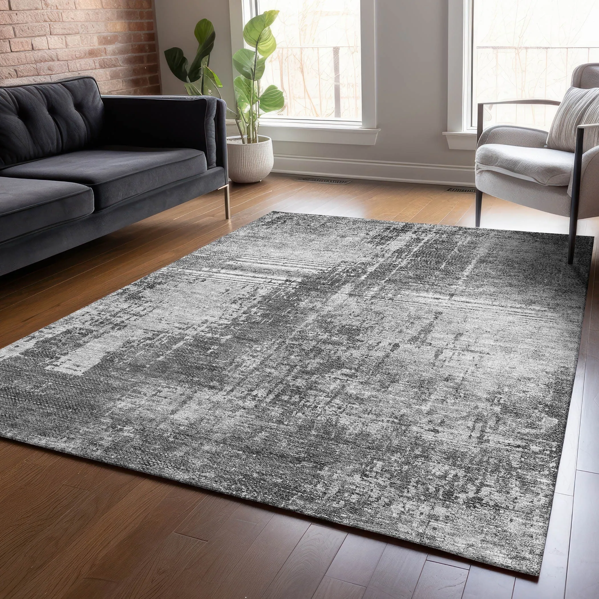 Machine Washable Indoor/ Outdoor Chantille Abstract Ombre Rug