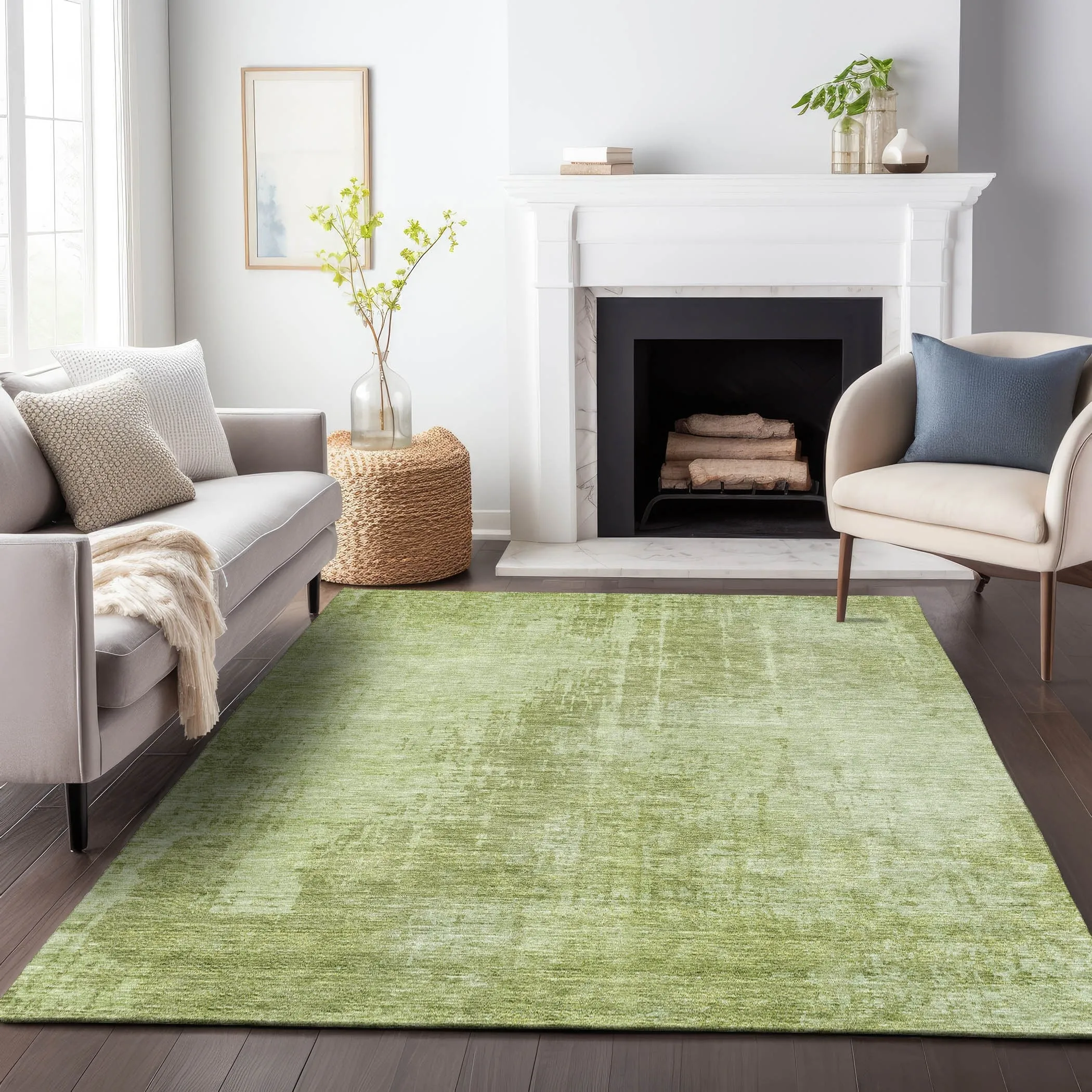 Machine Washable Indoor/ Outdoor Chantille Abstract Ombre Rug