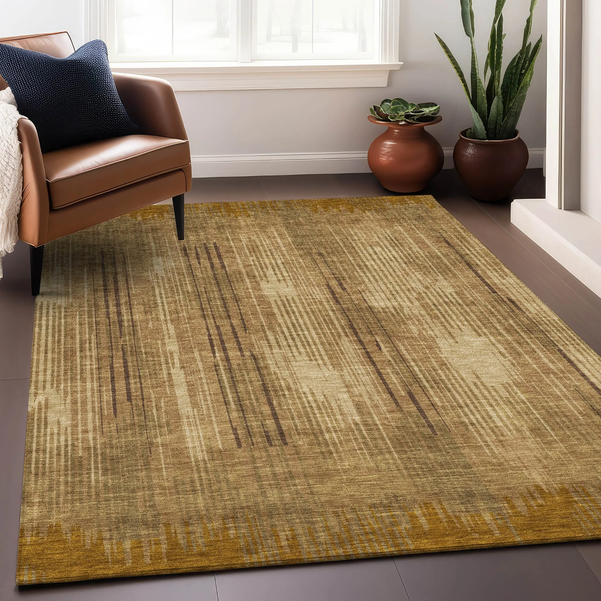 Machine Washable Indoor/ Outdoor Chantille Abstract Ombre Rug