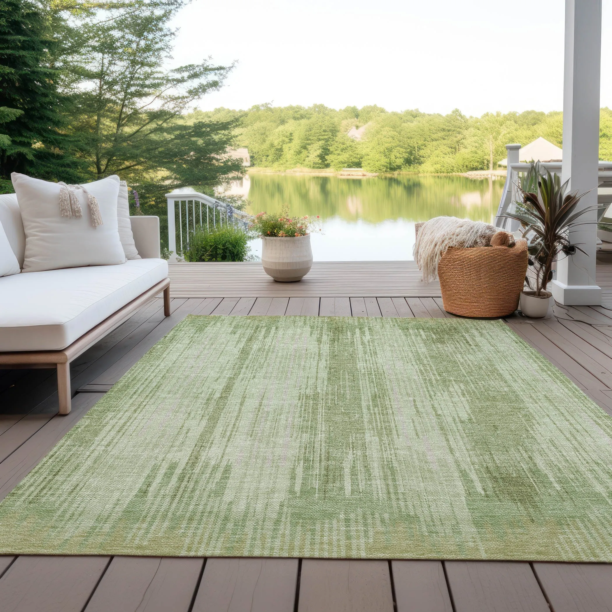 Machine Washable Indoor/ Outdoor Chantille Abstract Ombre Rug