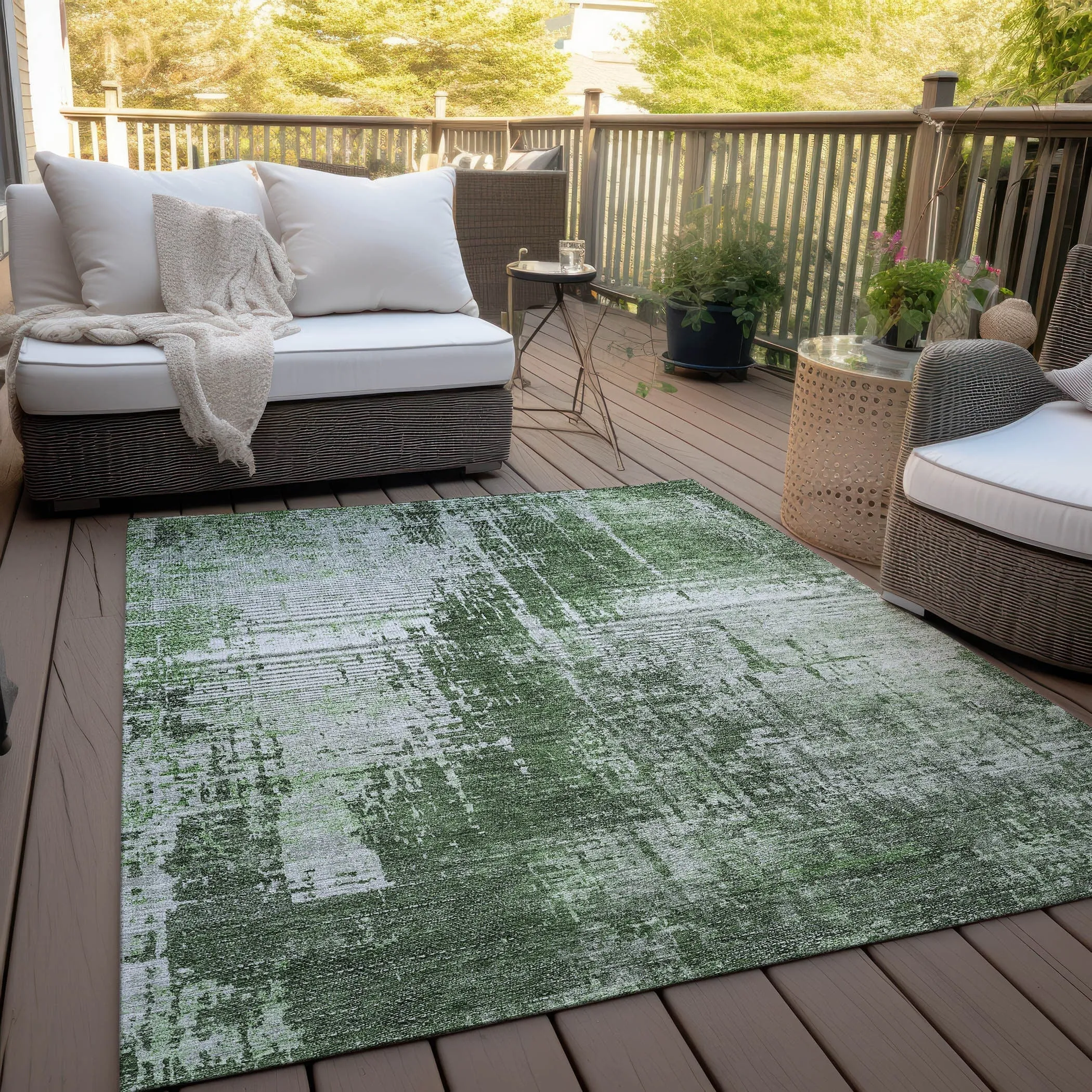 Machine Washable Indoor/ Outdoor Chantille Abstract Ombre Rug