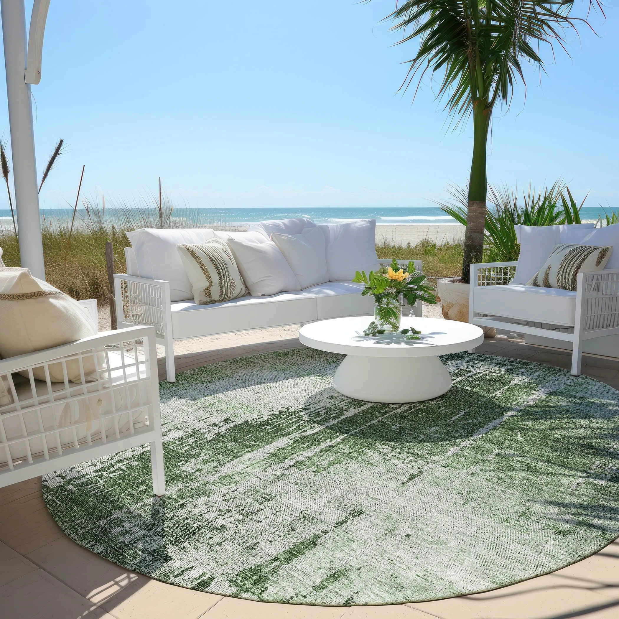 Machine Washable Indoor/ Outdoor Chantille Abstract Ombre Rug